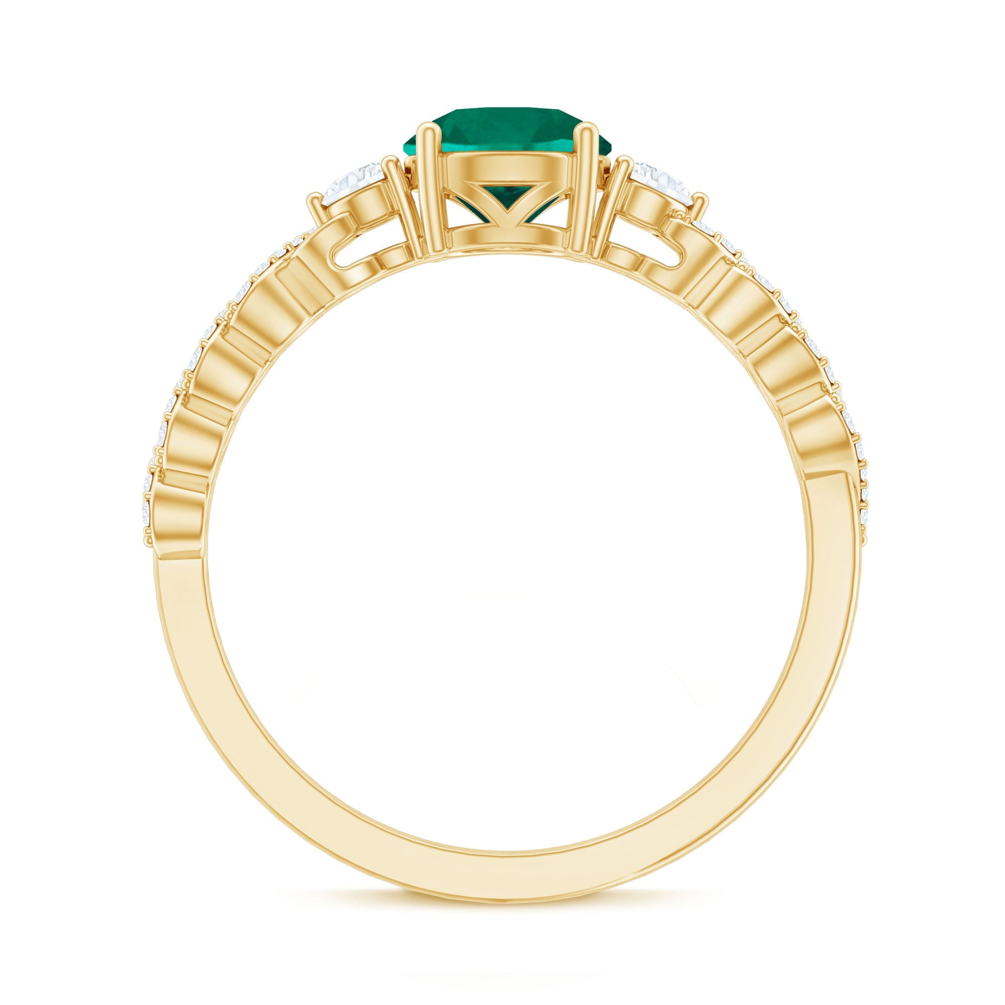 Certified Lab Grown Emerald Diamond Designer Engagement Ring