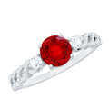 Lab Grown Ruby Designer Ring with Diamond Side Stones