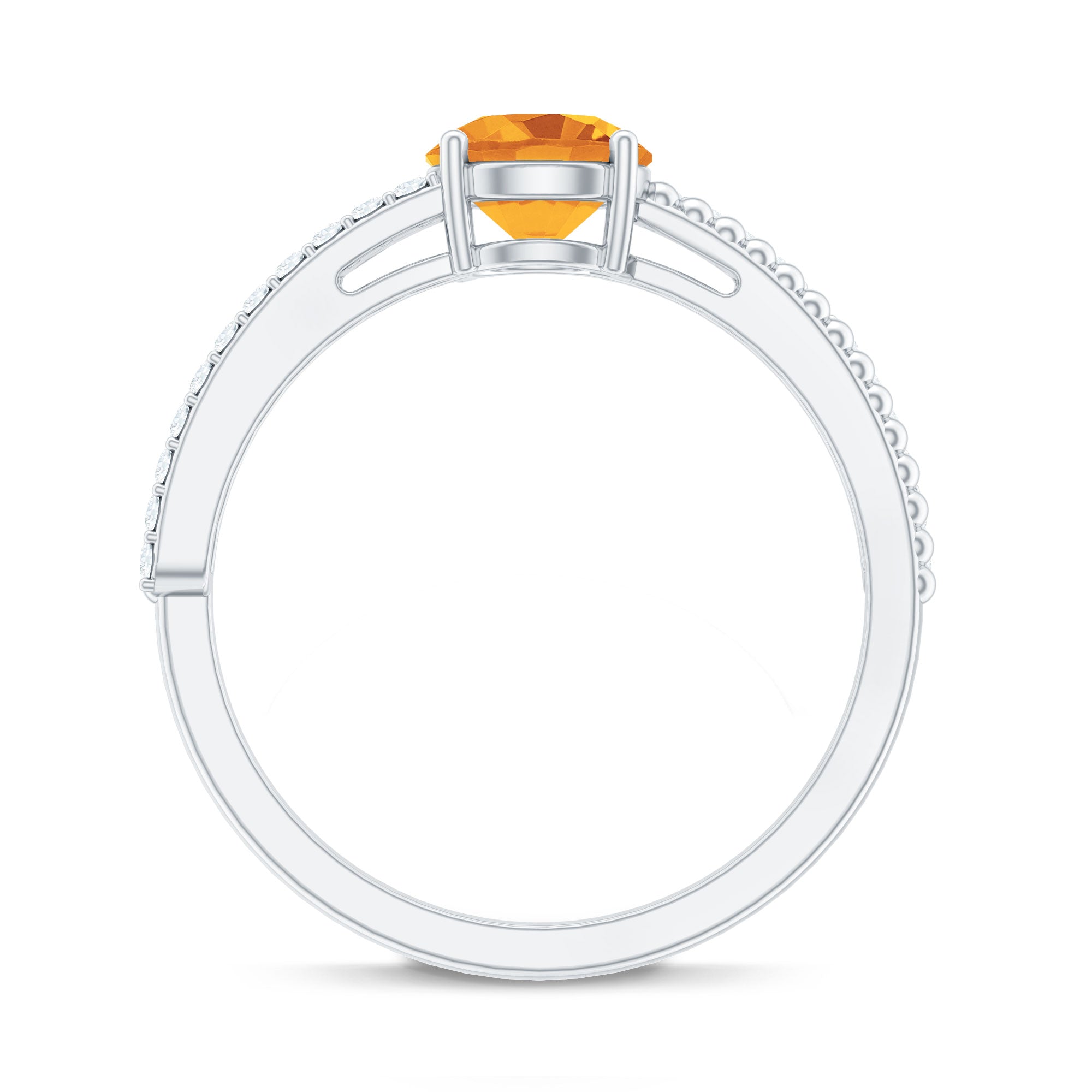 Natural Citrine Solitaire Engagement Ring with Diamond