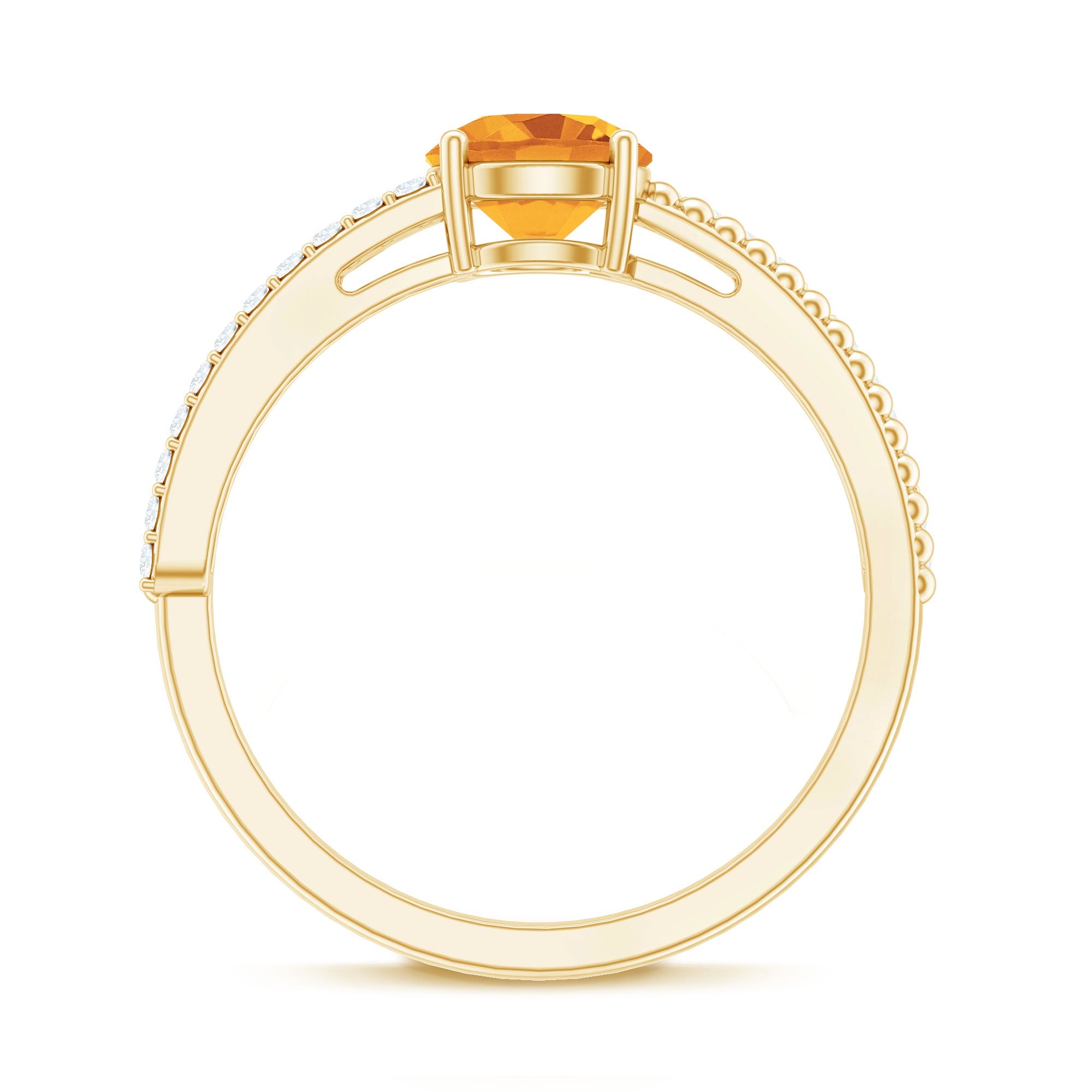 Natural Citrine Solitaire Engagement Ring with Diamond