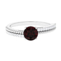 Natural Garnet Solitaire Engagement Ring with Diamond