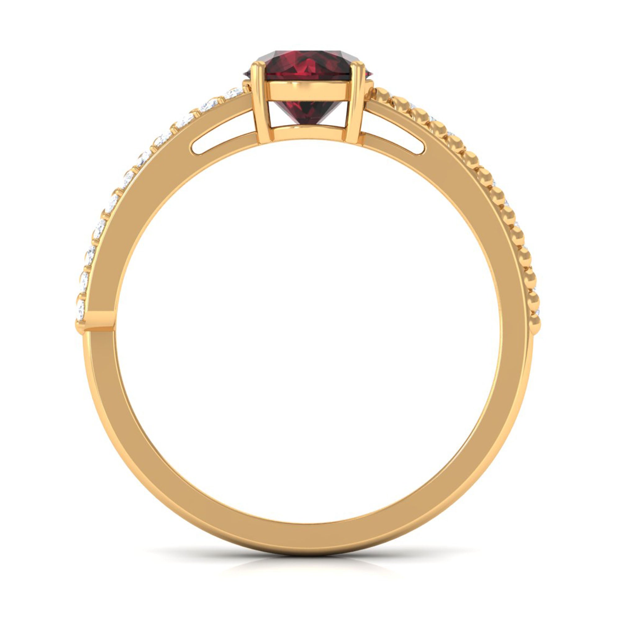 Natural Garnet Solitaire Engagement Ring with Diamond