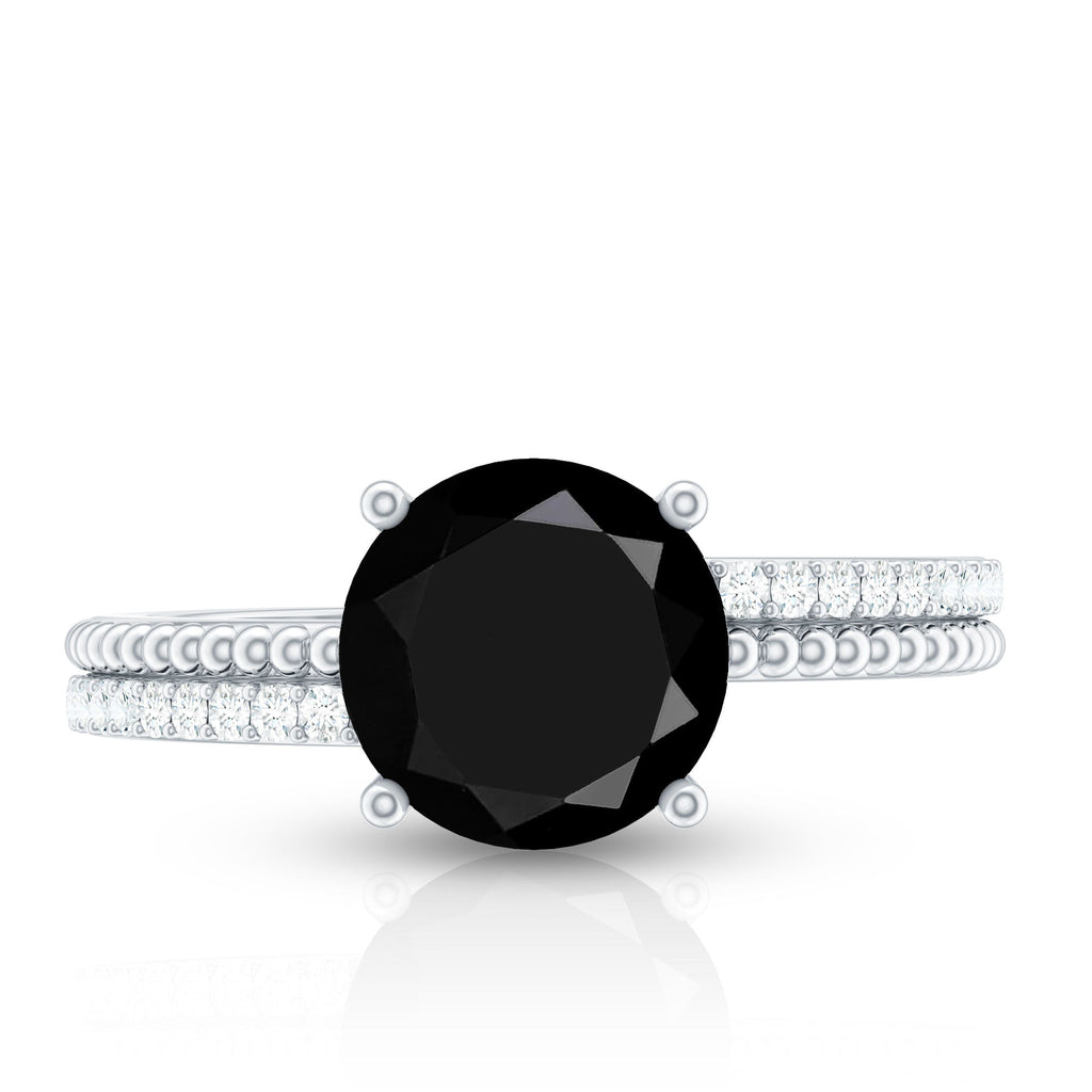 Certified 2 Carat Lab Grown Black and White Diamond Engagement Ring