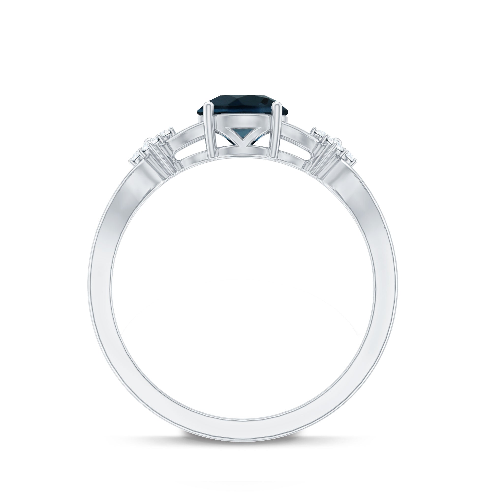 1.3 Carat London Blue Topaz Solitaire Engagement Ring with Diamond