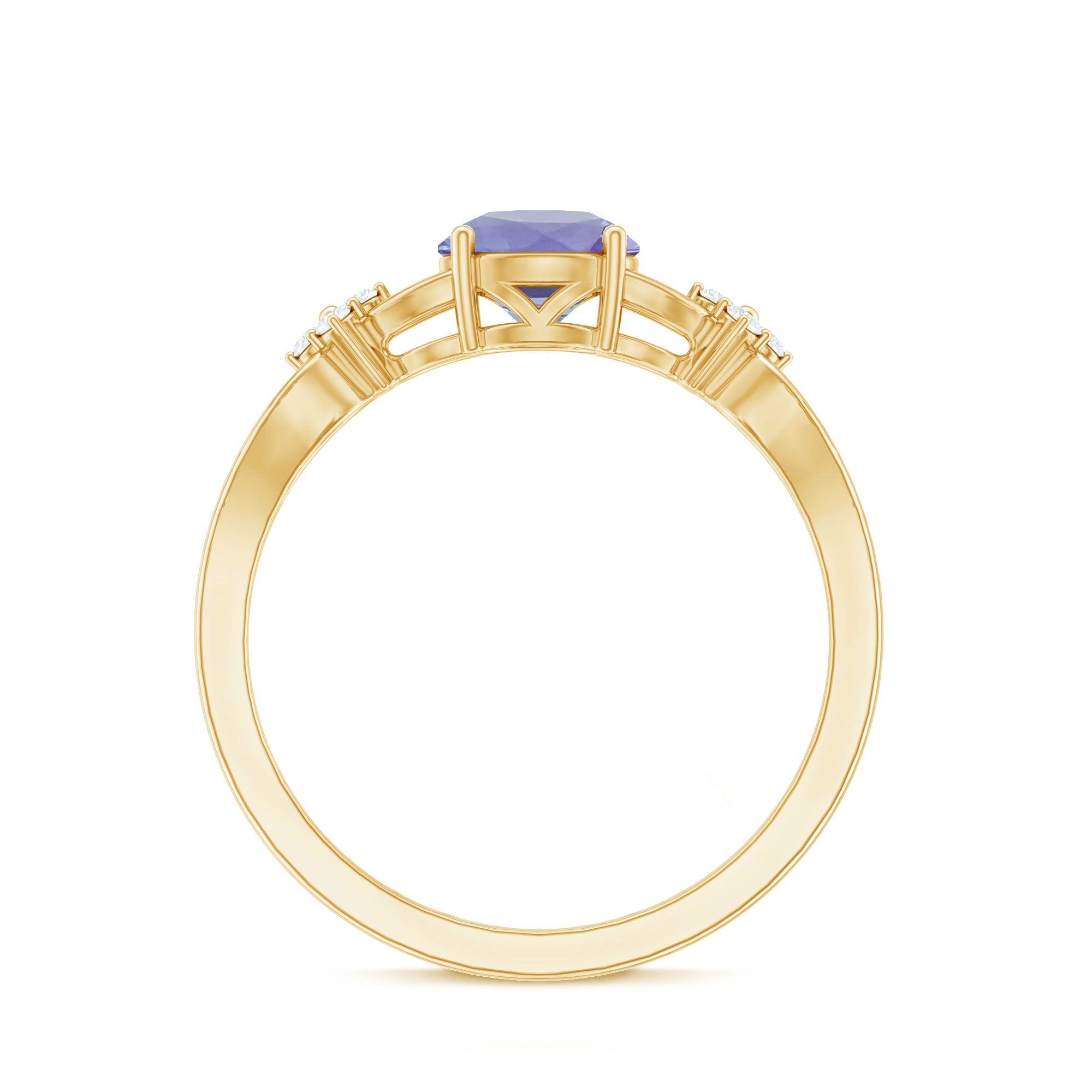 Natural Solitaire Tanzanite Engagement Ring with Diamond Flower