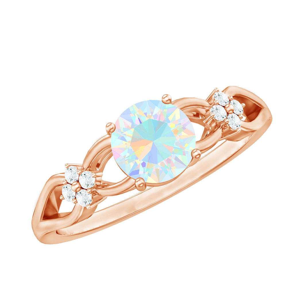 Natural Ethiopian Opal Crossover Engagement Ring with Floral Diamond