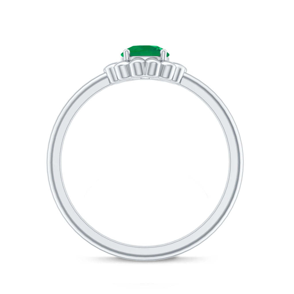Certified Natural Emerald Flower Promise Ring with Certificate