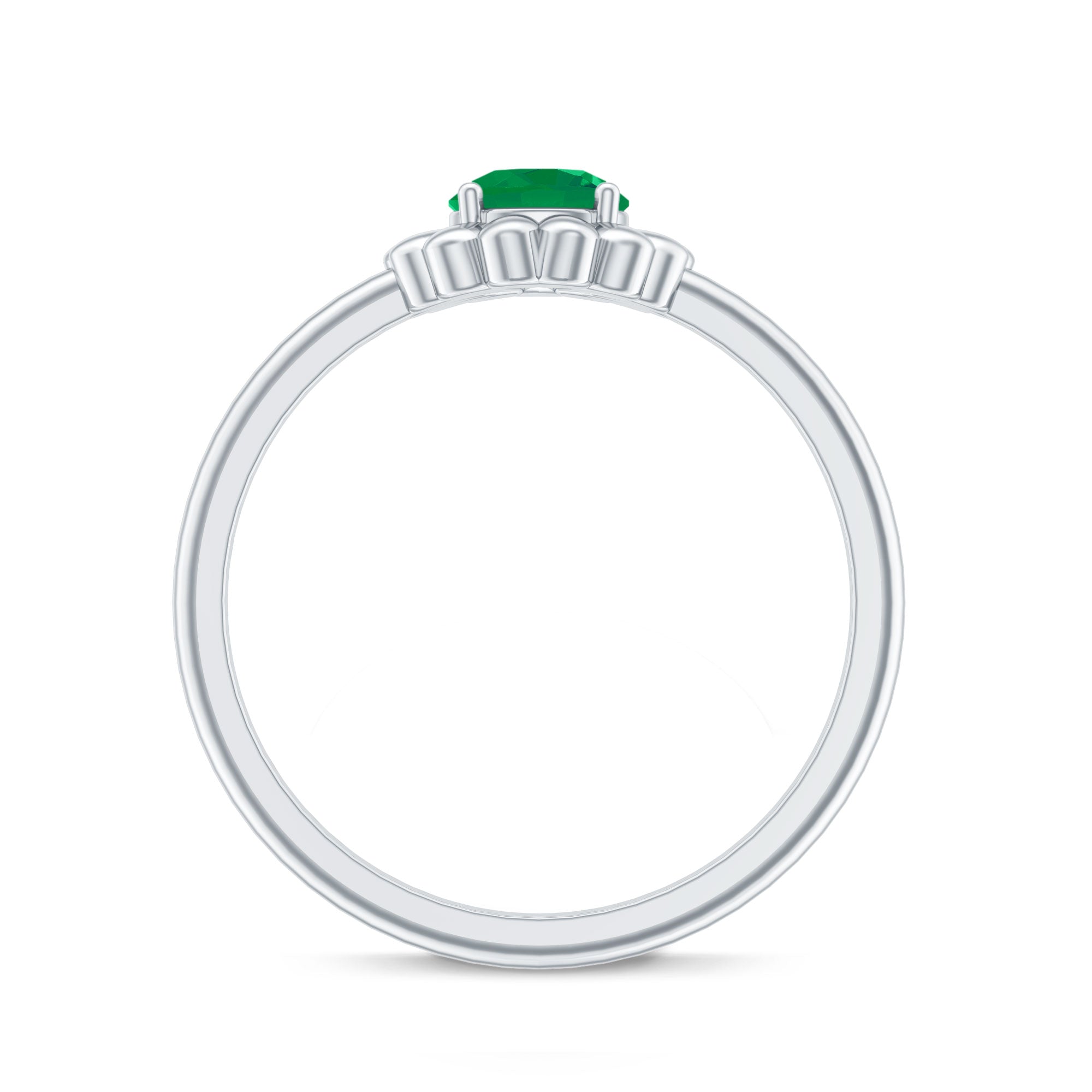 Certified Natural Emerald Flower Promise Ring with Certificate