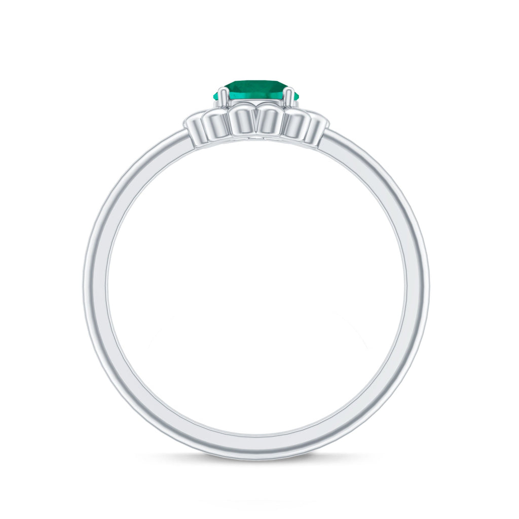 Certified Round Lab Grown Emerald Flower Promise Ring