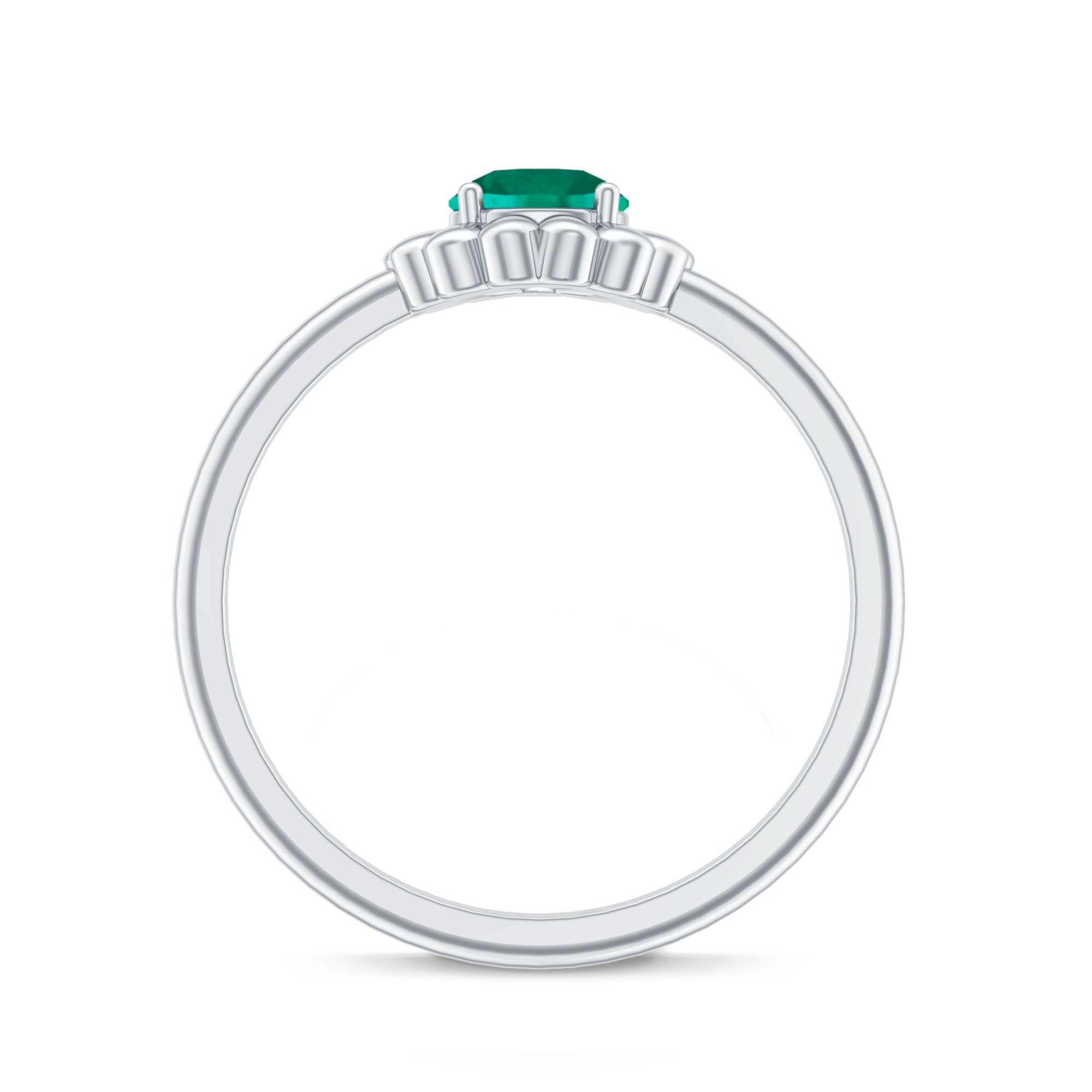 Certified Round Lab Grown Emerald Flower Promise Ring