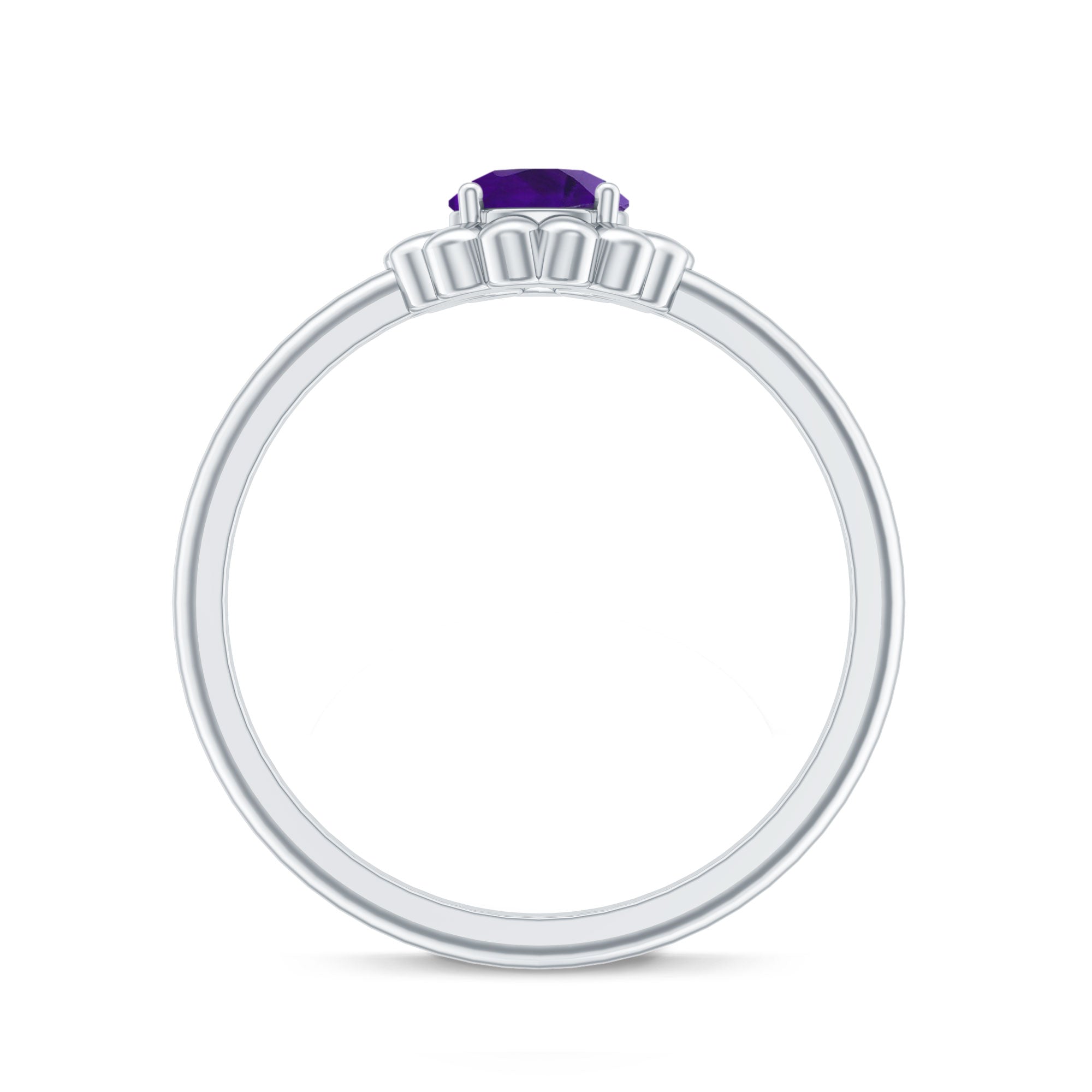 Round Cut Solitaire Amethyst Flower Promise Ring