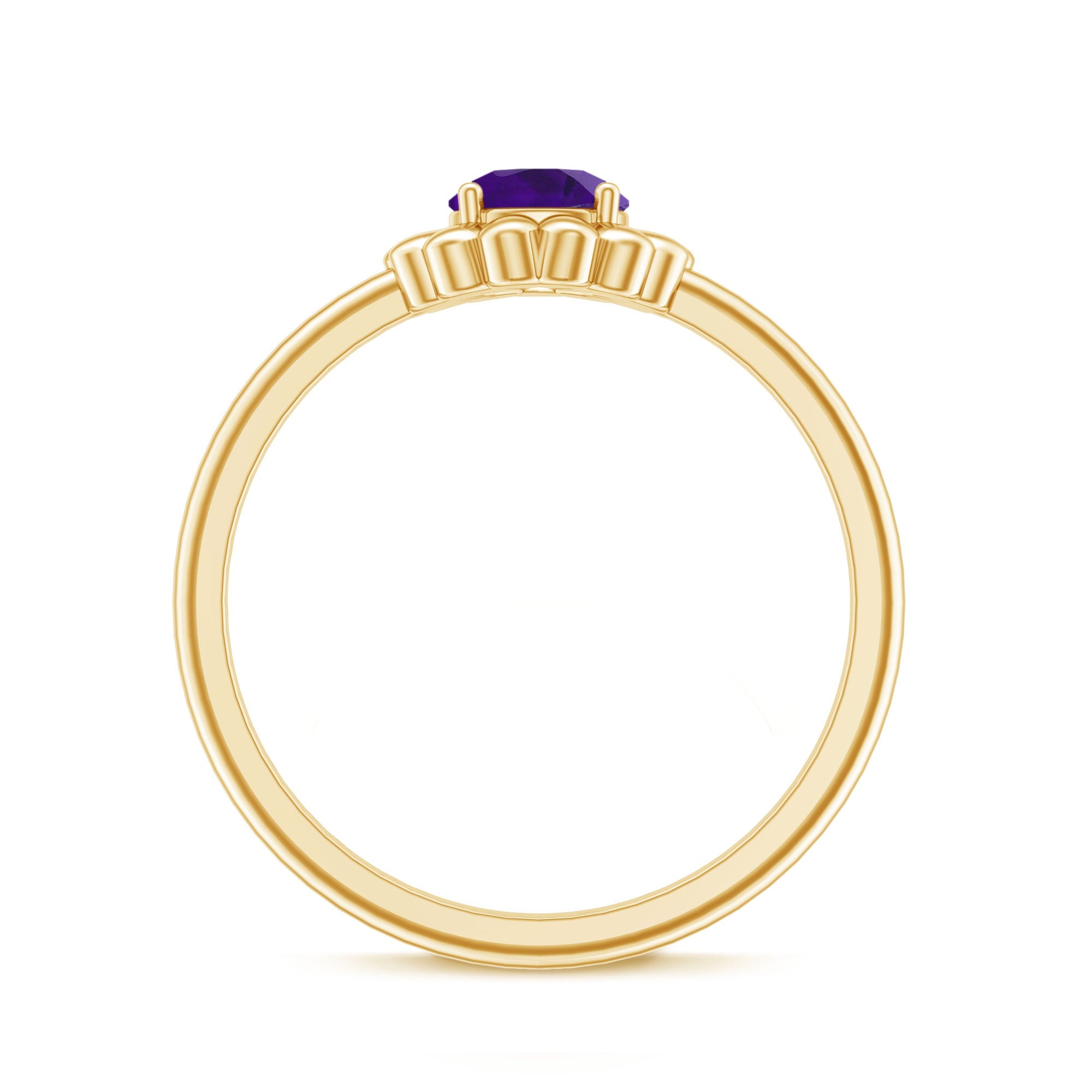 Round Cut Solitaire Amethyst Flower Promise Ring