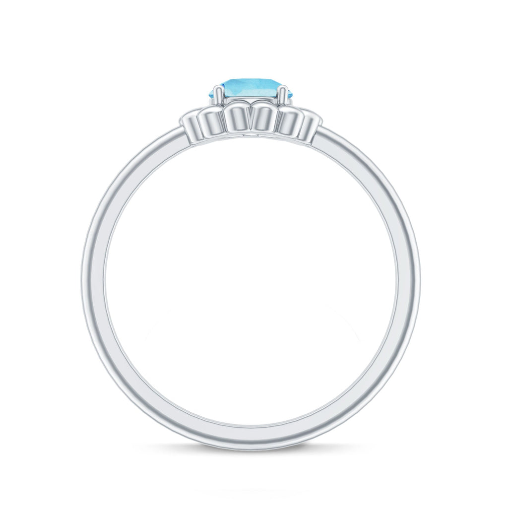 Natural Aquamarine Flower Promise Ring with Certificate