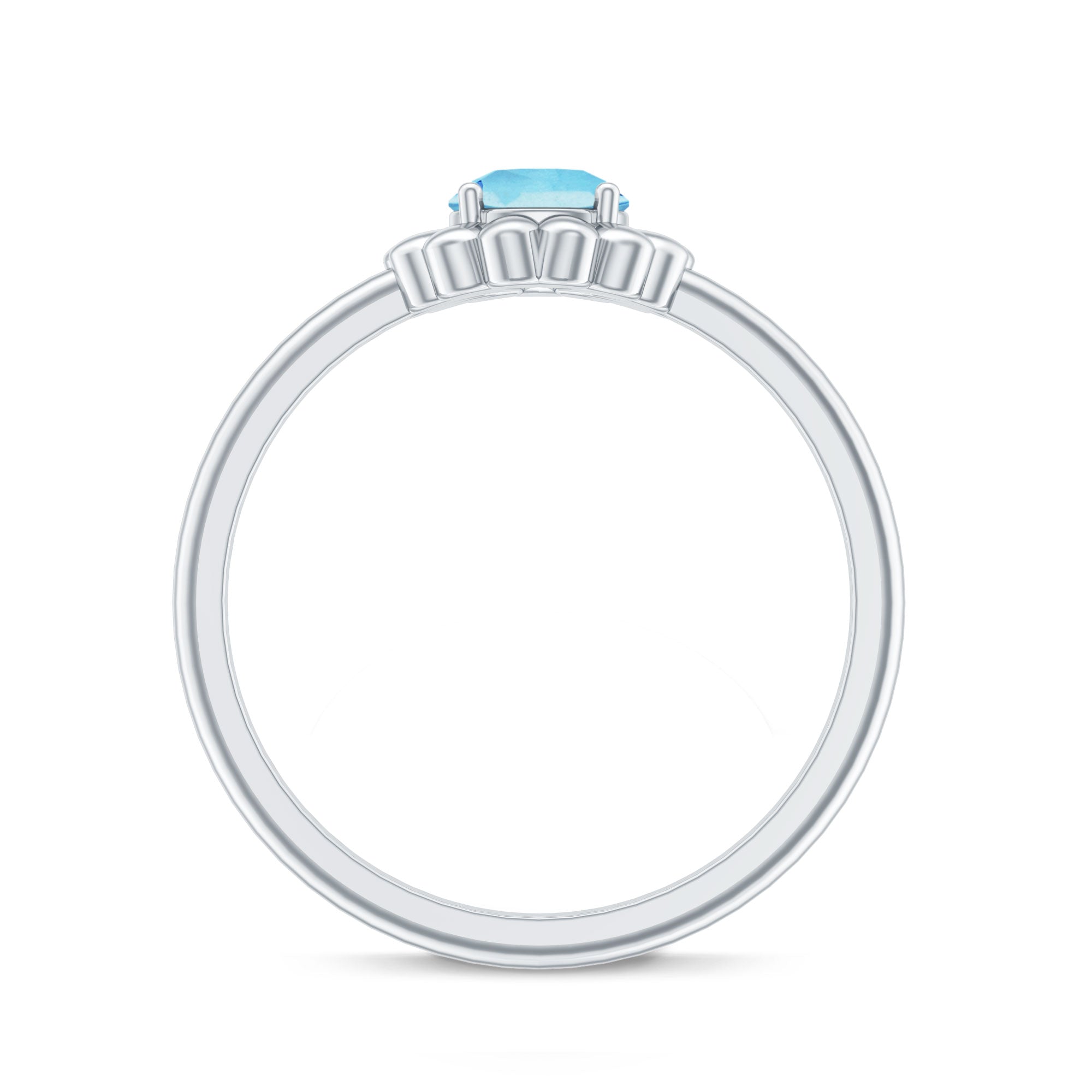 Natural Aquamarine Flower Promise Ring with Certificate