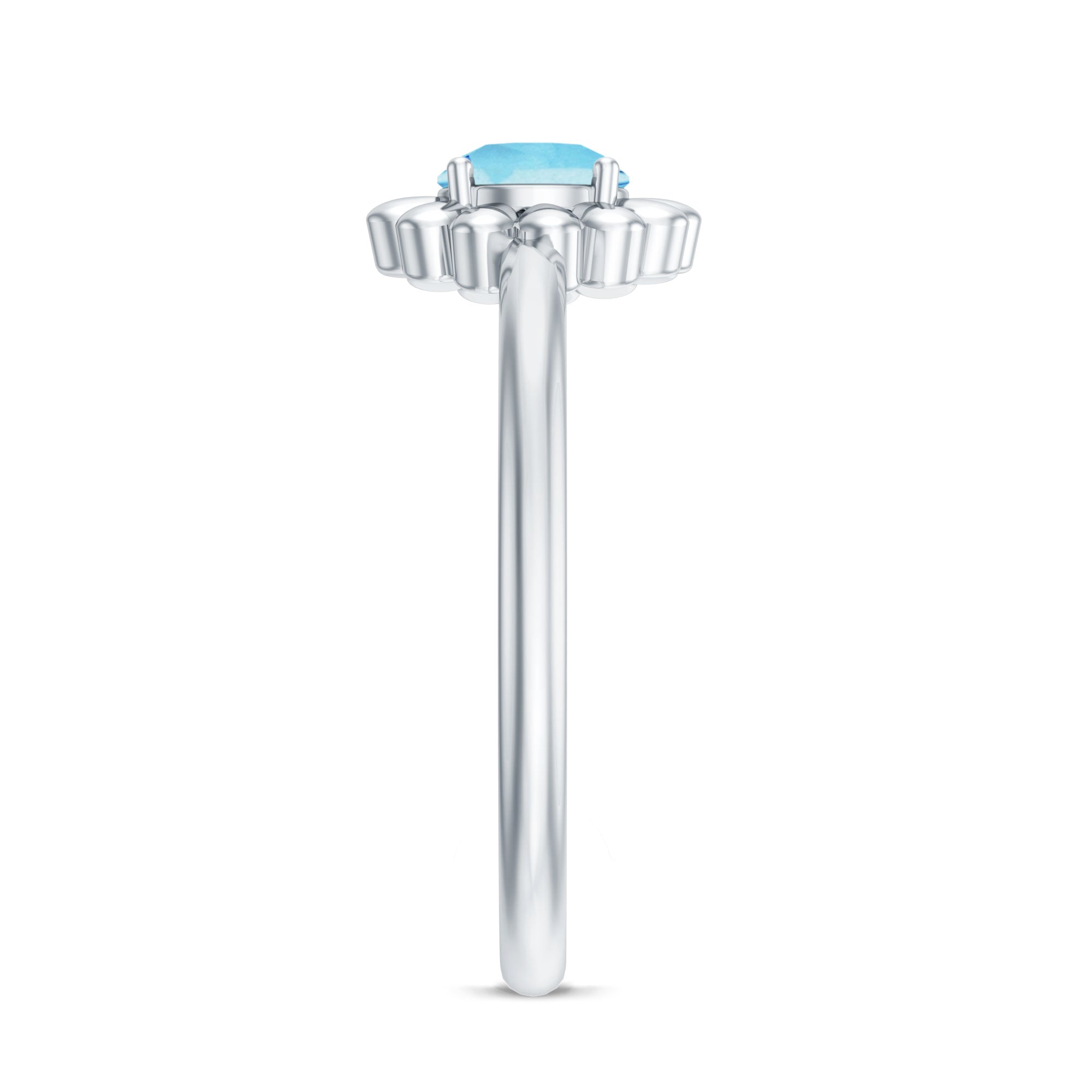 Natural Aquamarine Flower Promise Ring with Certificate