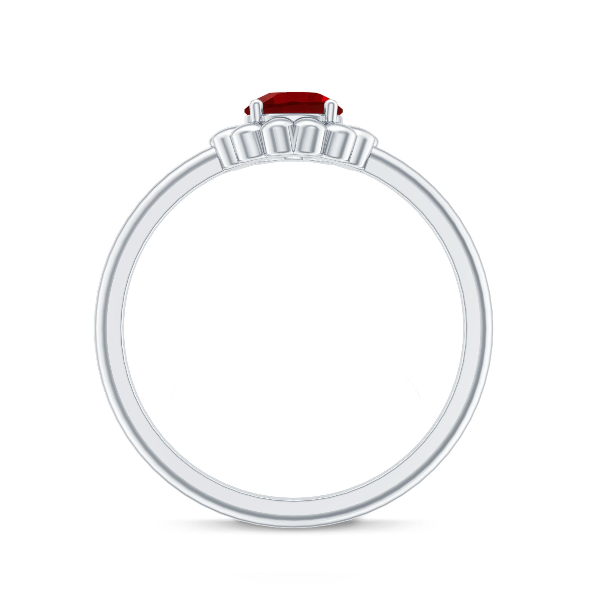 Solitaire Lab Grown Ruby Flower Promise Ring for Her