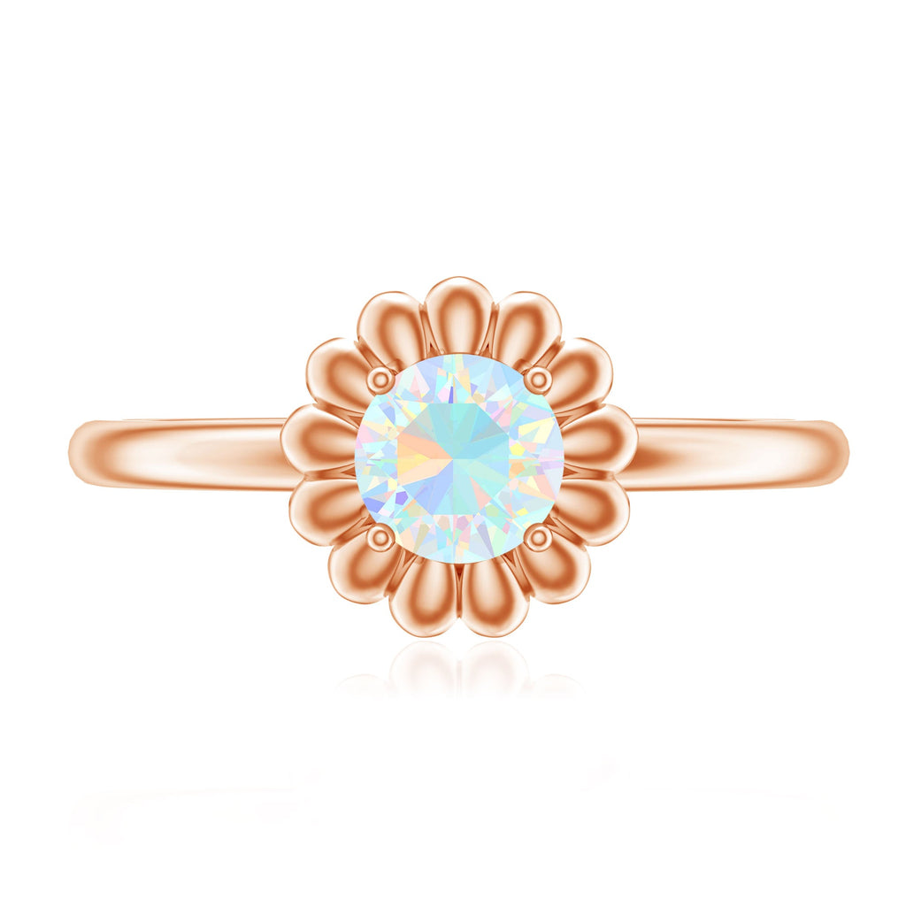 Natural Solitaire Ethiopian Opal Flower Promise Ring