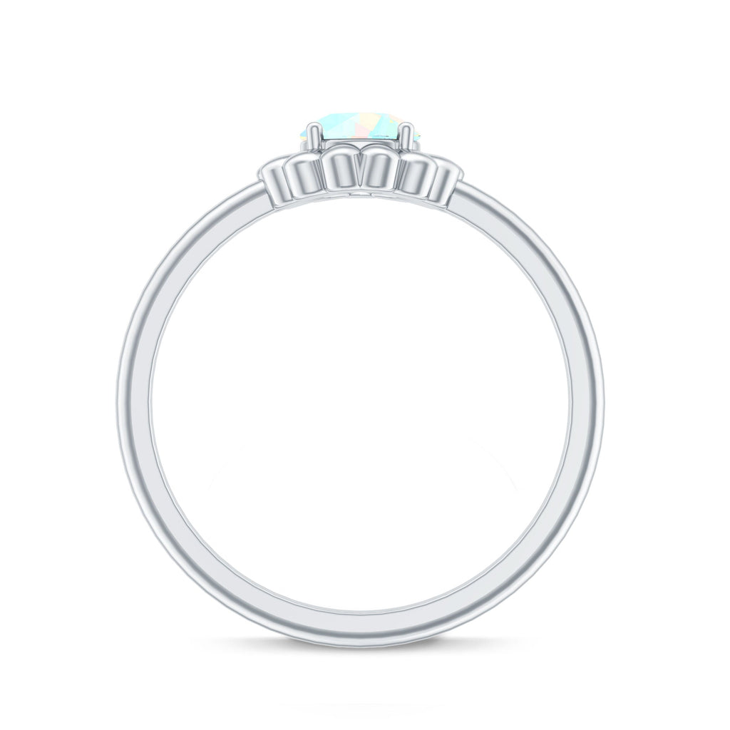 Natural Solitaire Ethiopian Opal Flower Promise Ring