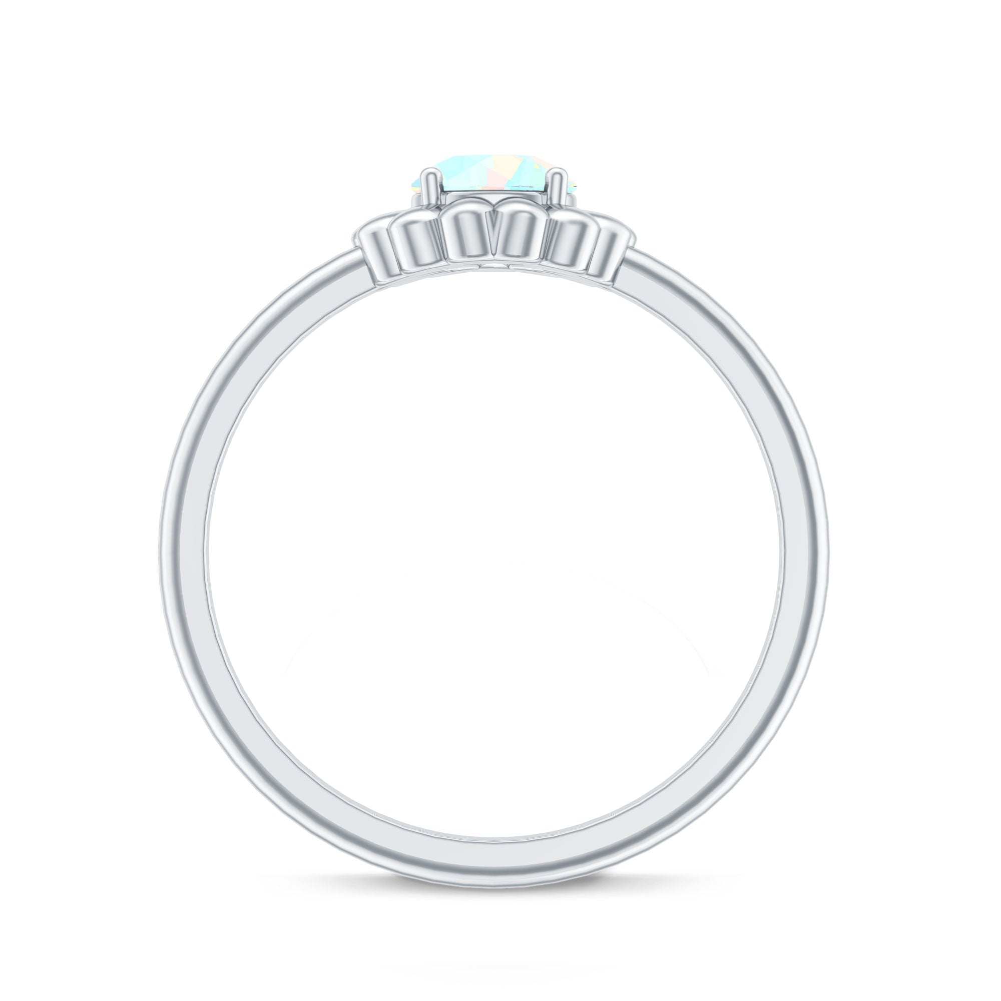 Natural Solitaire Ethiopian Opal Flower Promise Ring