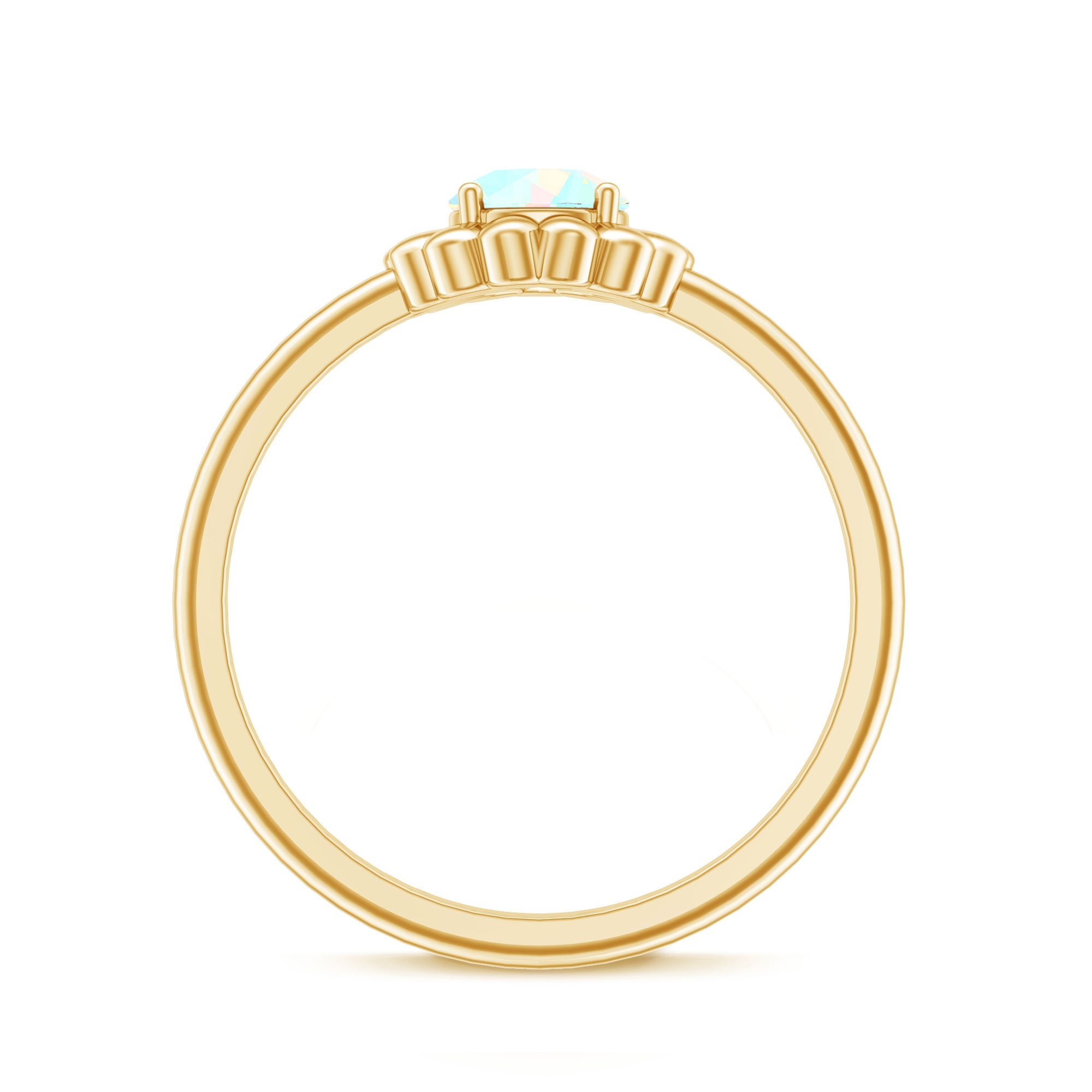 Natural Solitaire Ethiopian Opal Flower Promise Ring