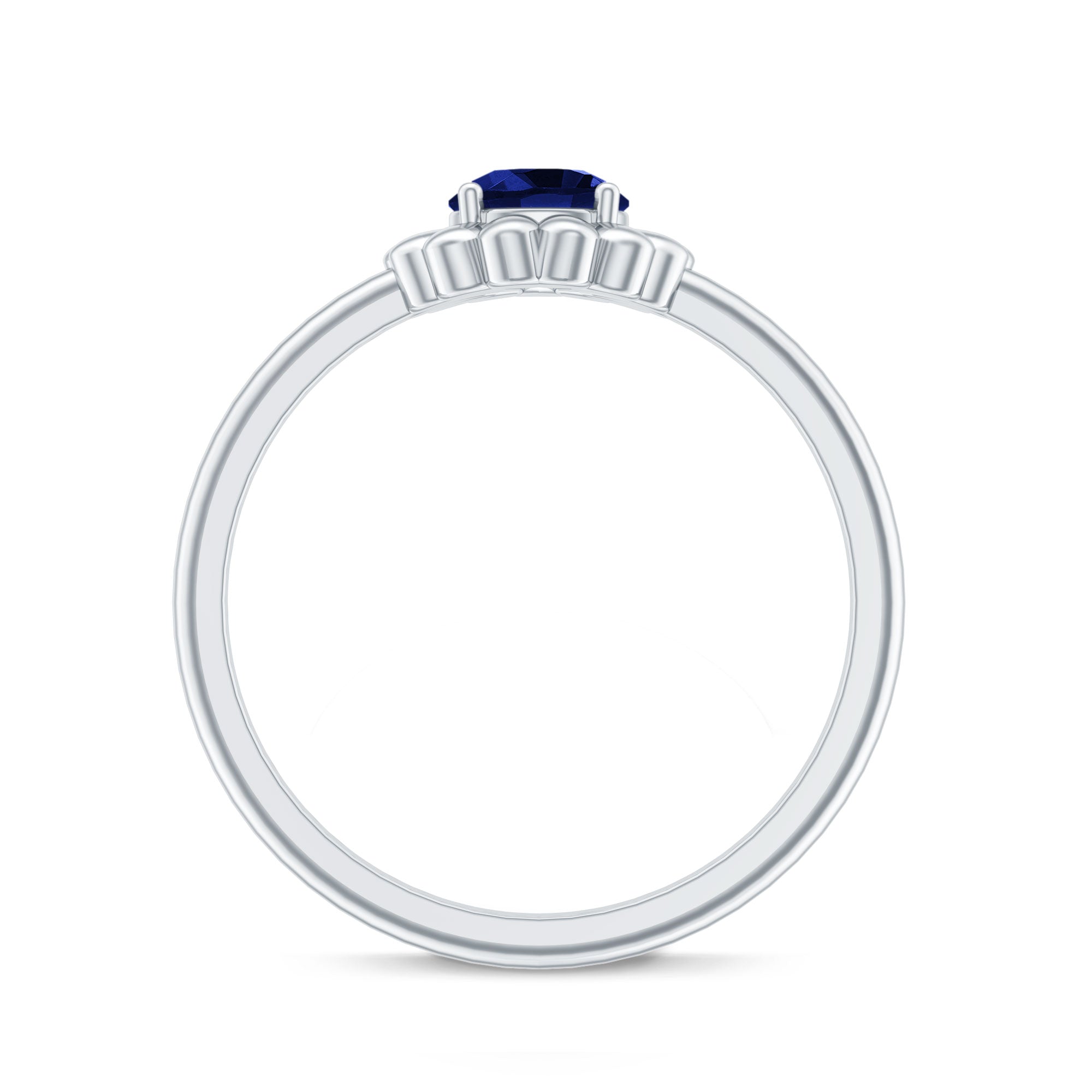 Certified 0.6 Carat Lab Grown Blue Sapphire Flower Promise Ring for Women
