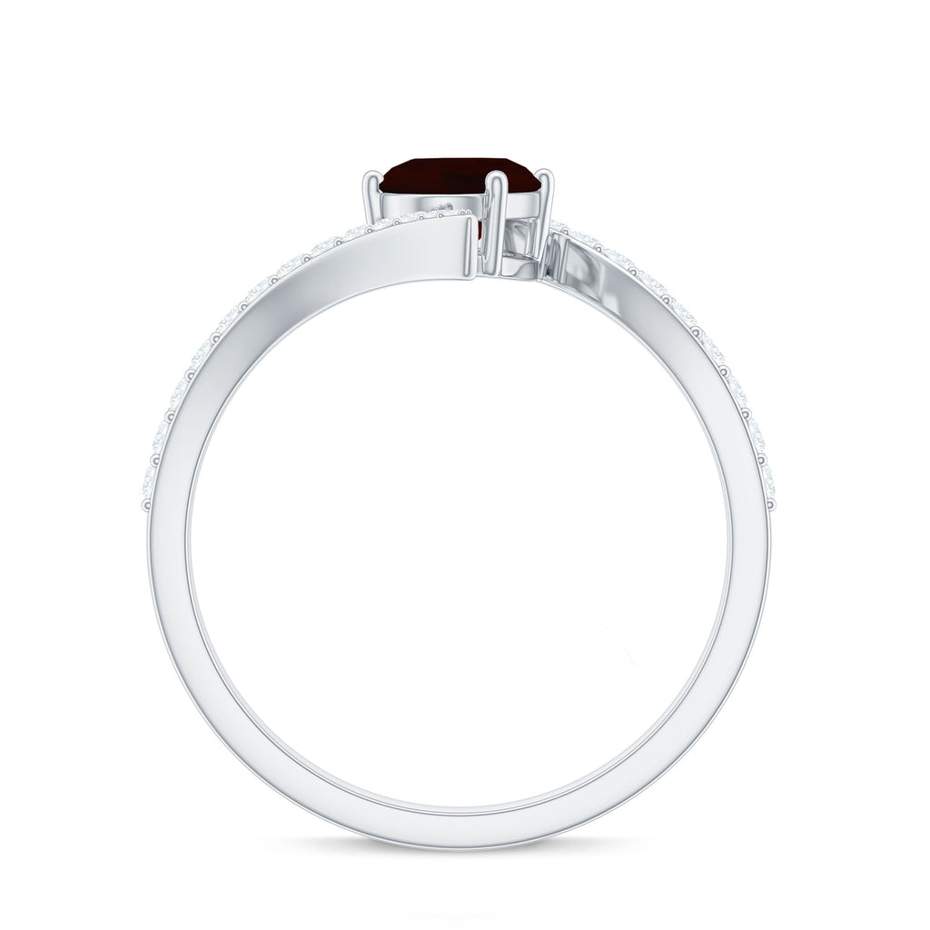 Natural 1.5 Carat Garnet Oval Engagement Ring with Diamond