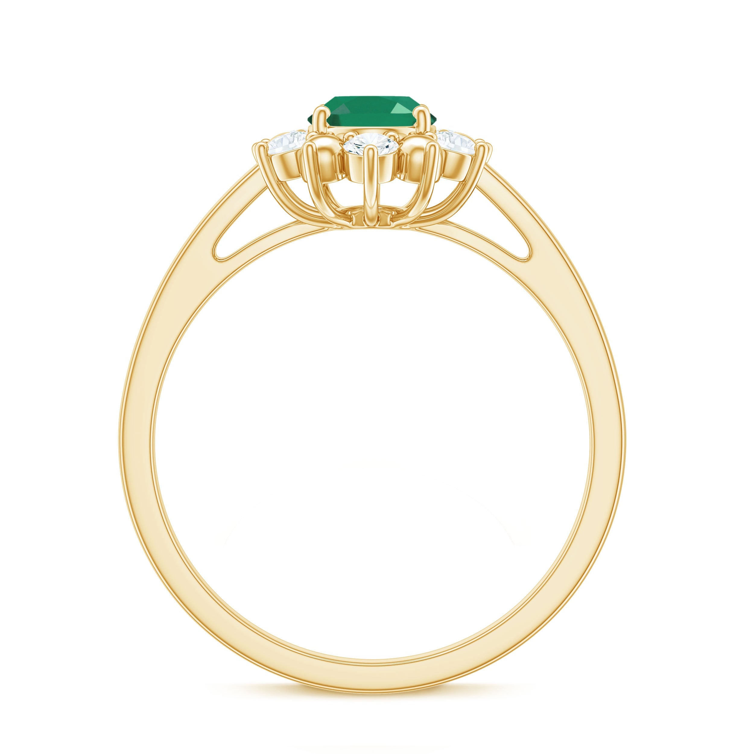 Natural 0.7 Carat Oval Emerald Engagement Ring with Diamond Halo