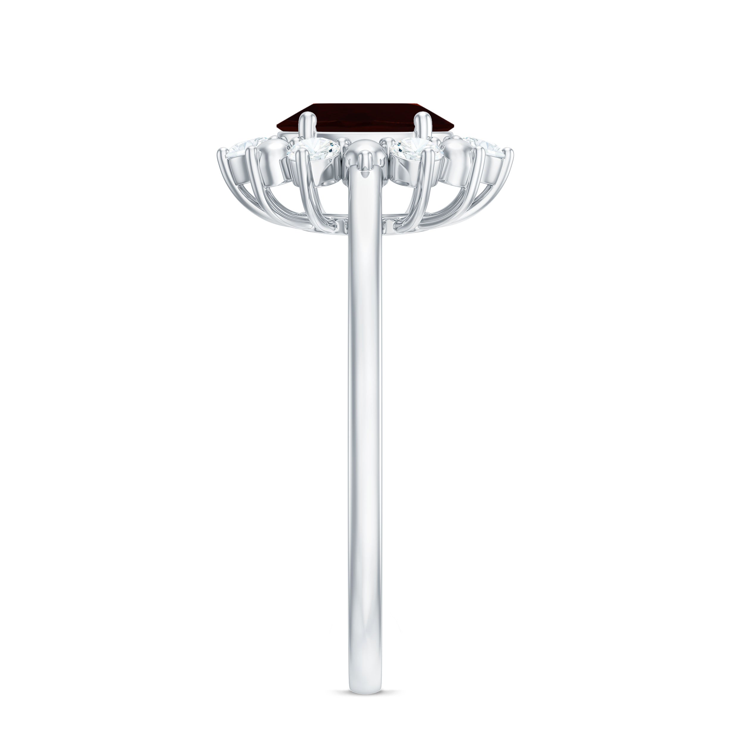 Certified Natural Garnet Oval Engagement Ring with Diamond