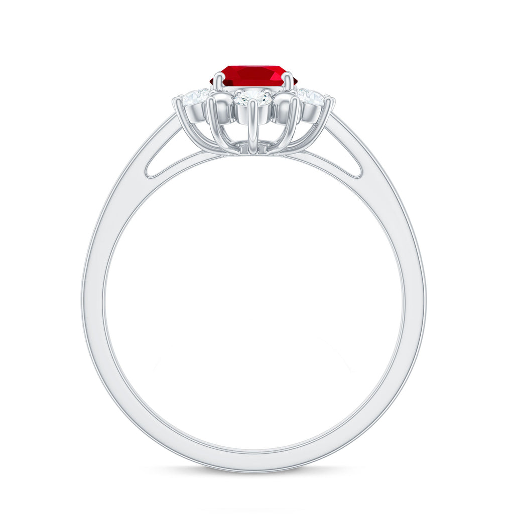 Lab Grown Ruby and Diamond Engagement Ring For Her