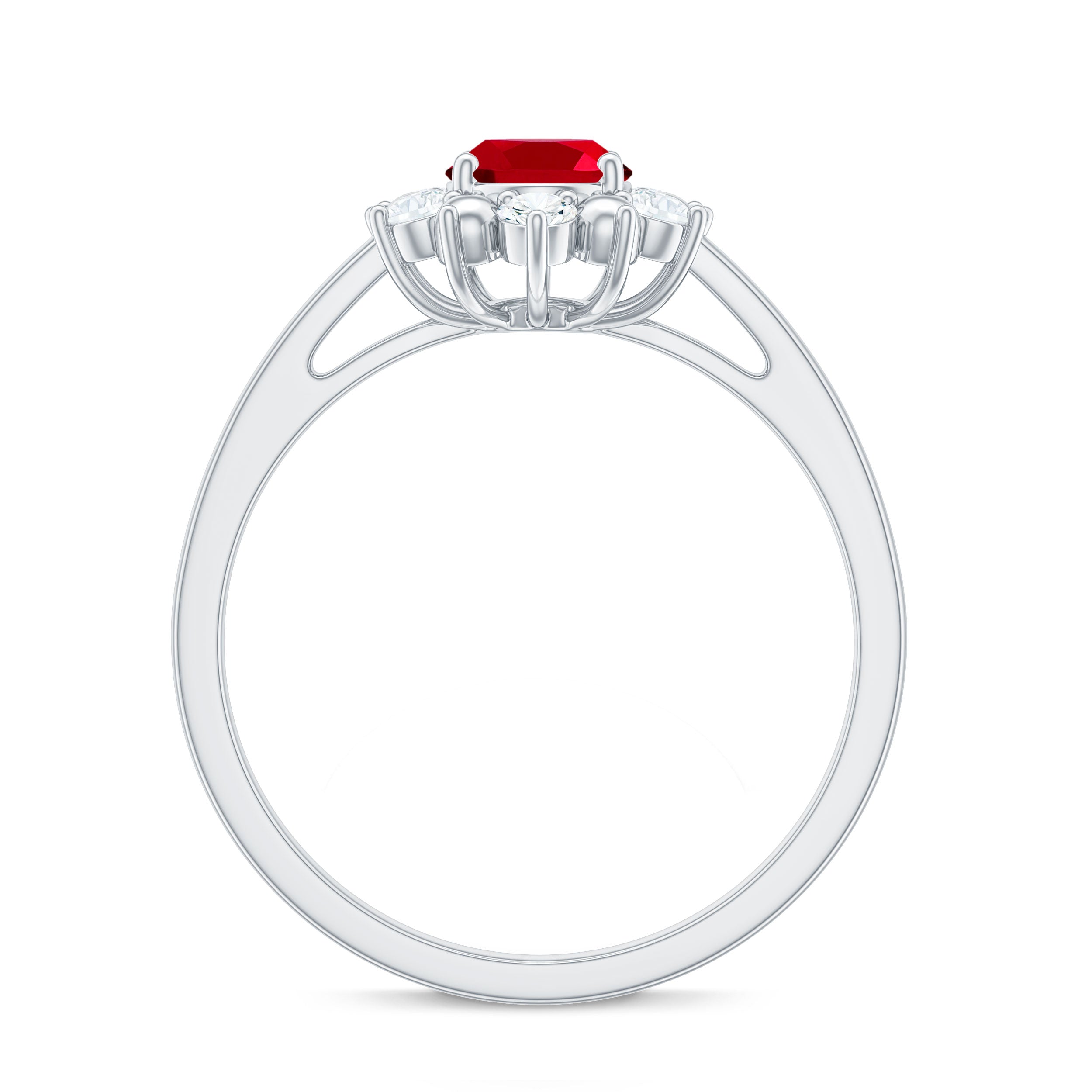Lab Grown Ruby and Diamond Engagement Ring For Her