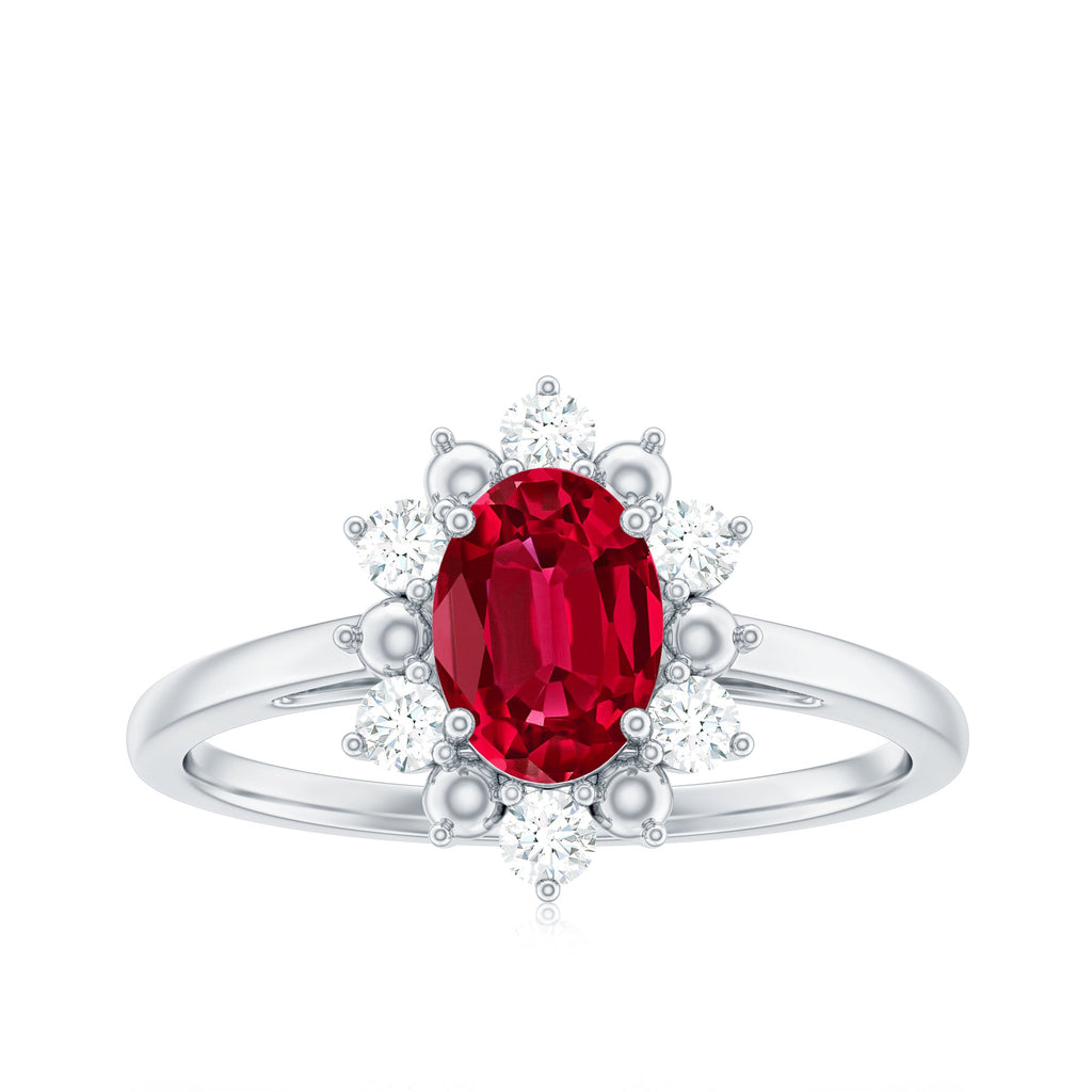 Lab Grown Ruby and Diamond Engagement Ring For Her
