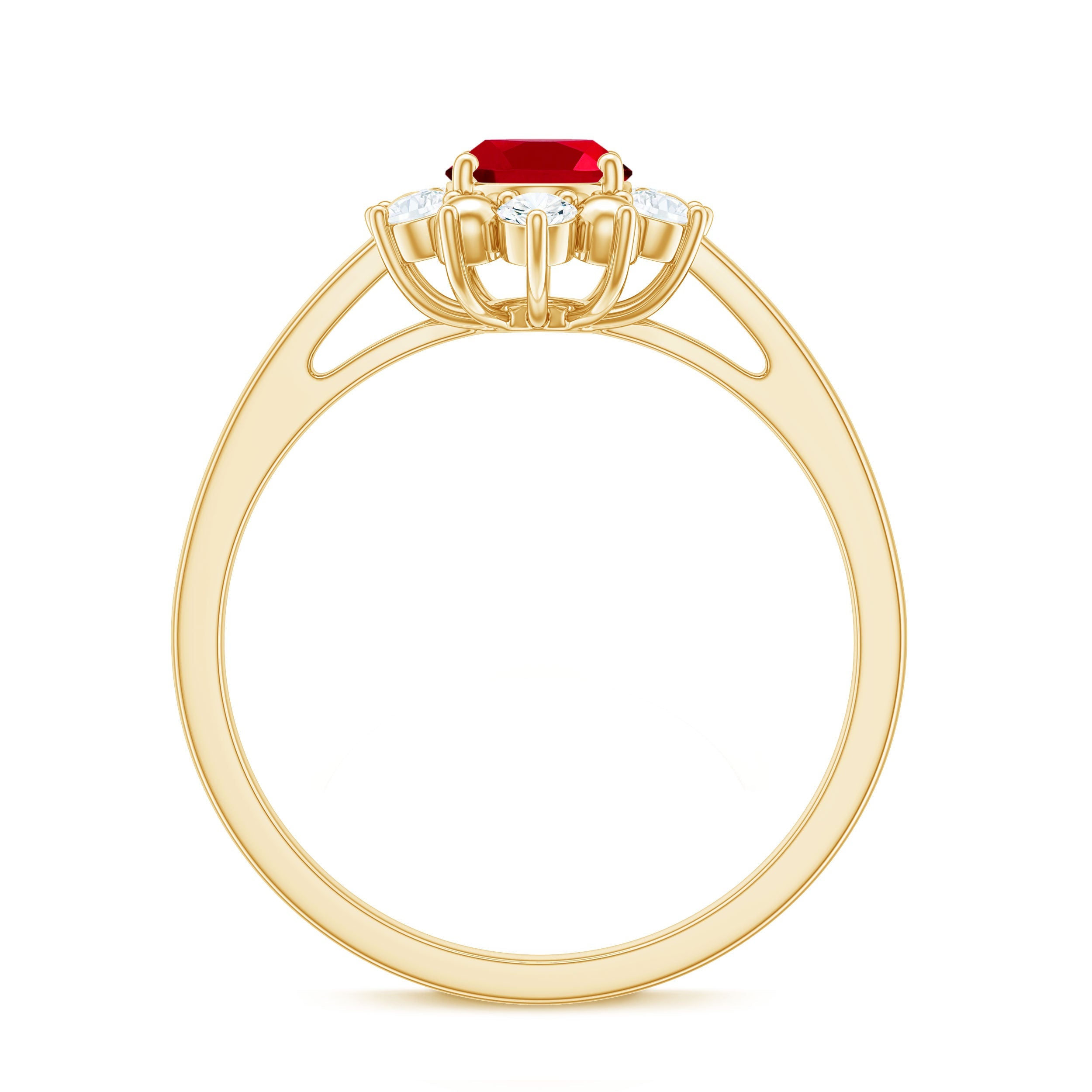 Lab Grown Ruby and Diamond Engagement Ring For Her