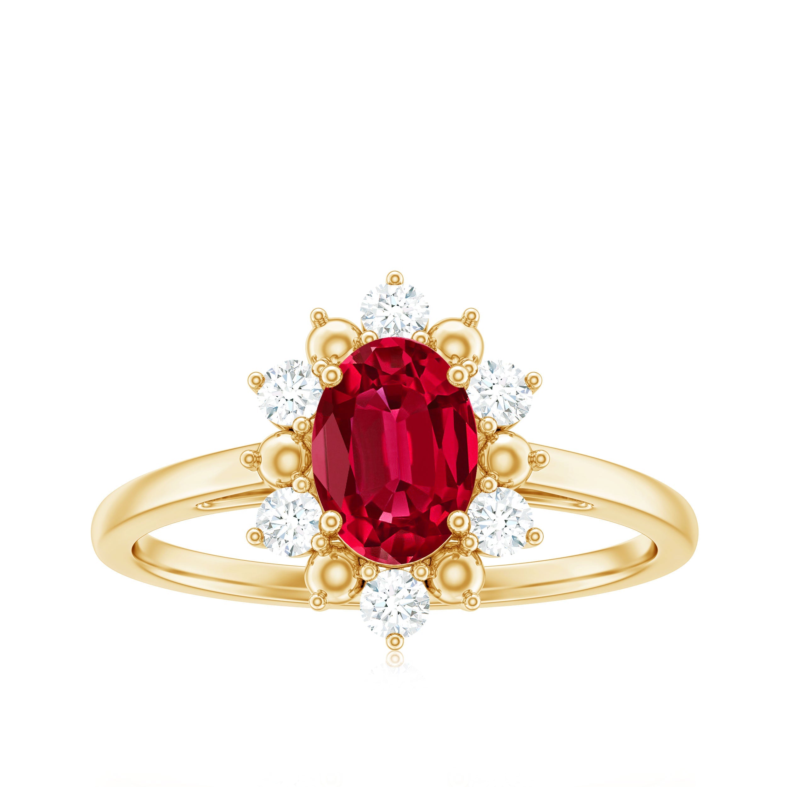 Lab Grown Ruby and Diamond Engagement Ring For Her