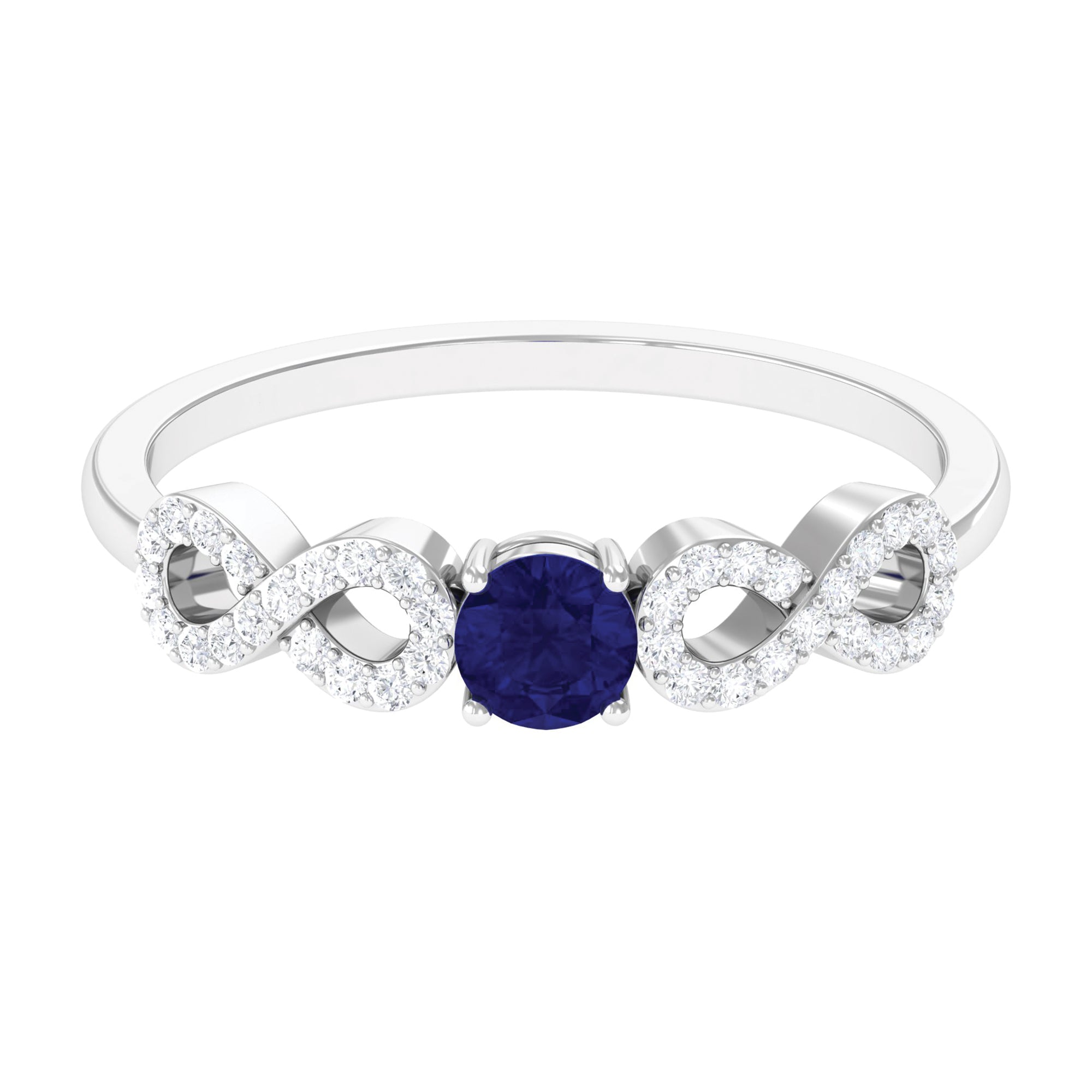 Minimalist Blue Sapphire and Diamond Infinity Promise Ring
