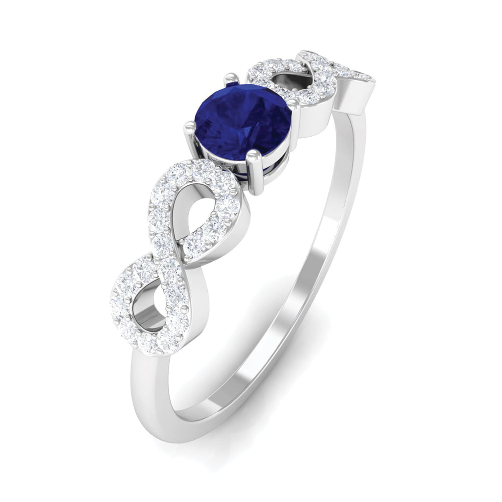 Minimalist Blue Sapphire and Diamond Infinity Promise Ring