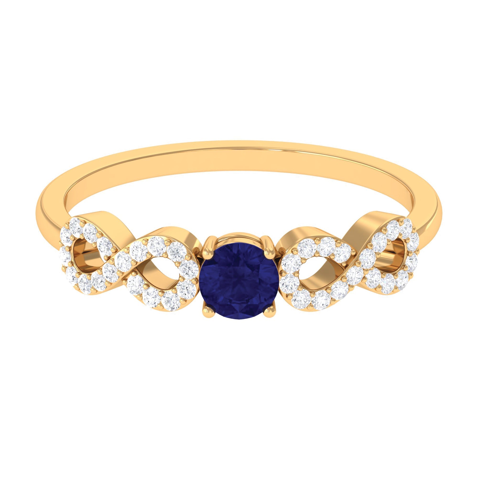 Minimalist Blue Sapphire and Diamond Infinity Promise Ring
