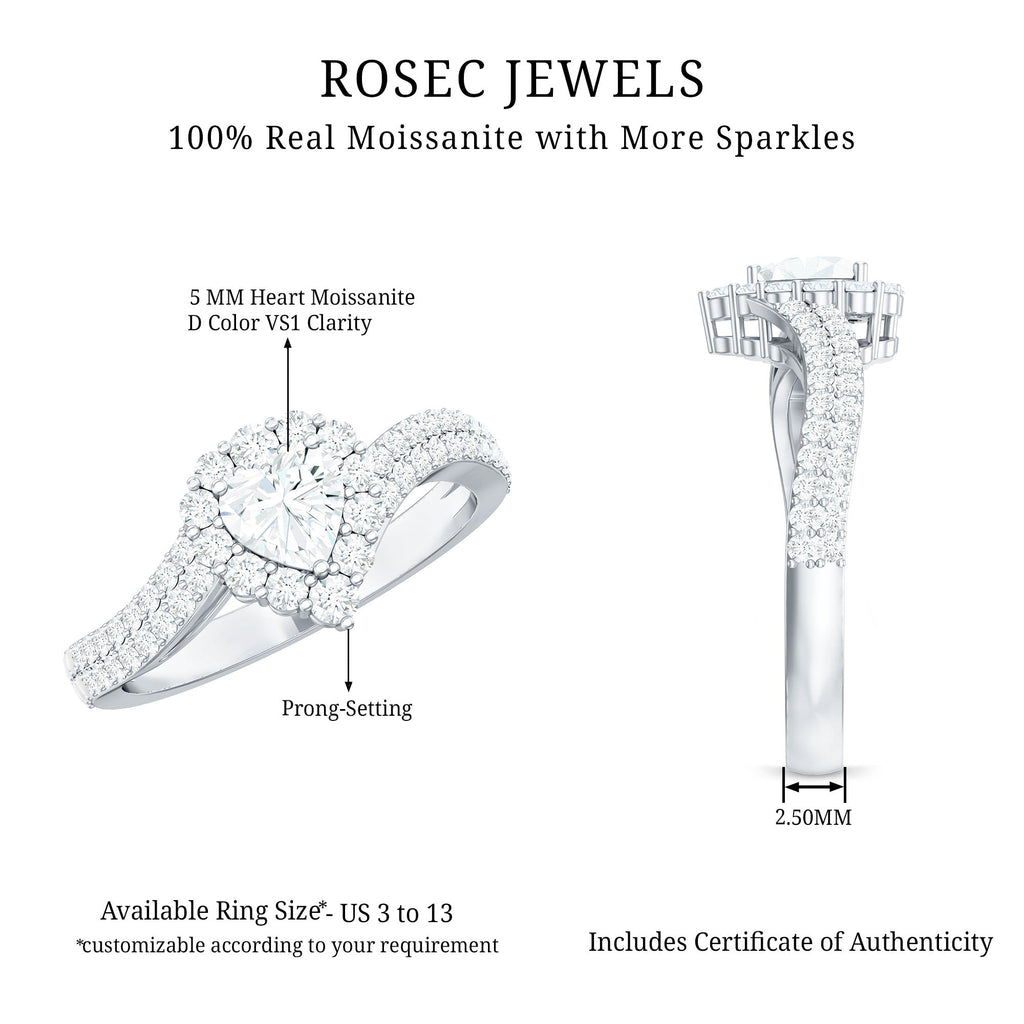Moissanite Heart Shape Engagement Ring For Women