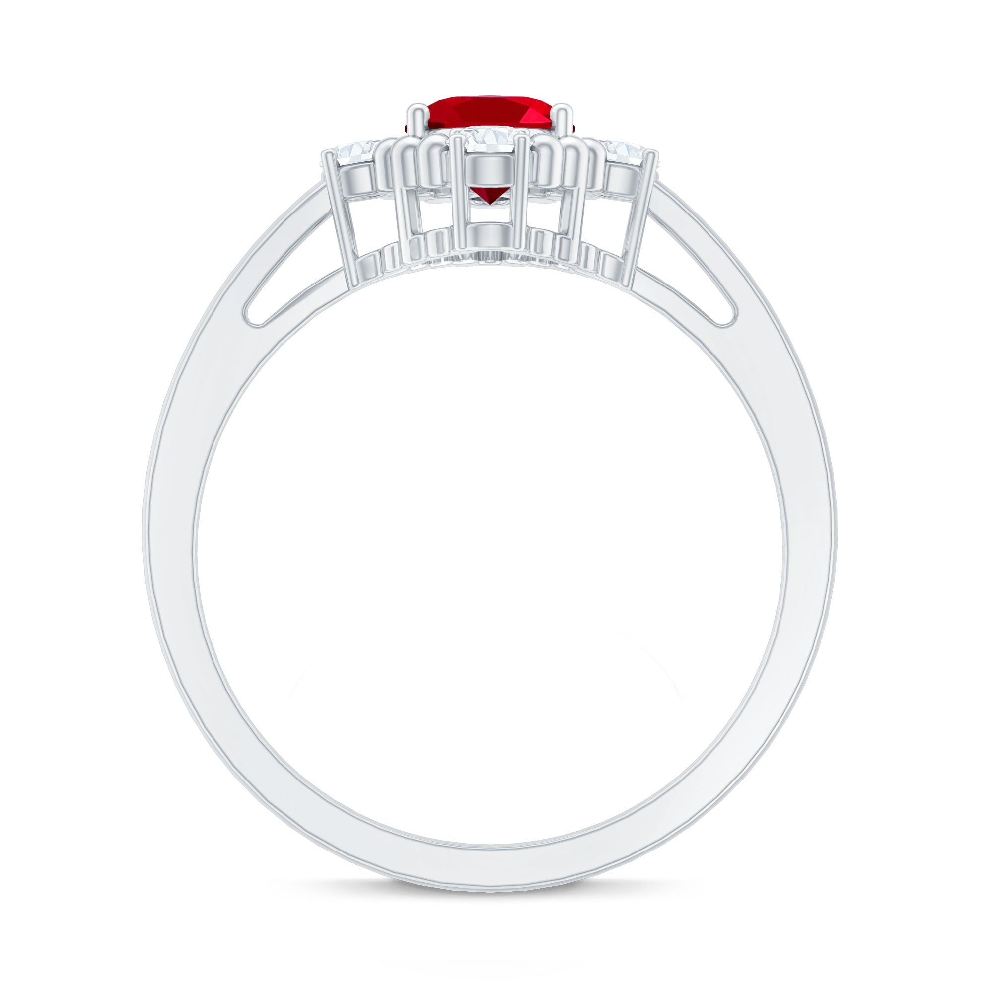 Vintage Inspired Lab Grown Ruby Oval Engagement Ring with Diamonds