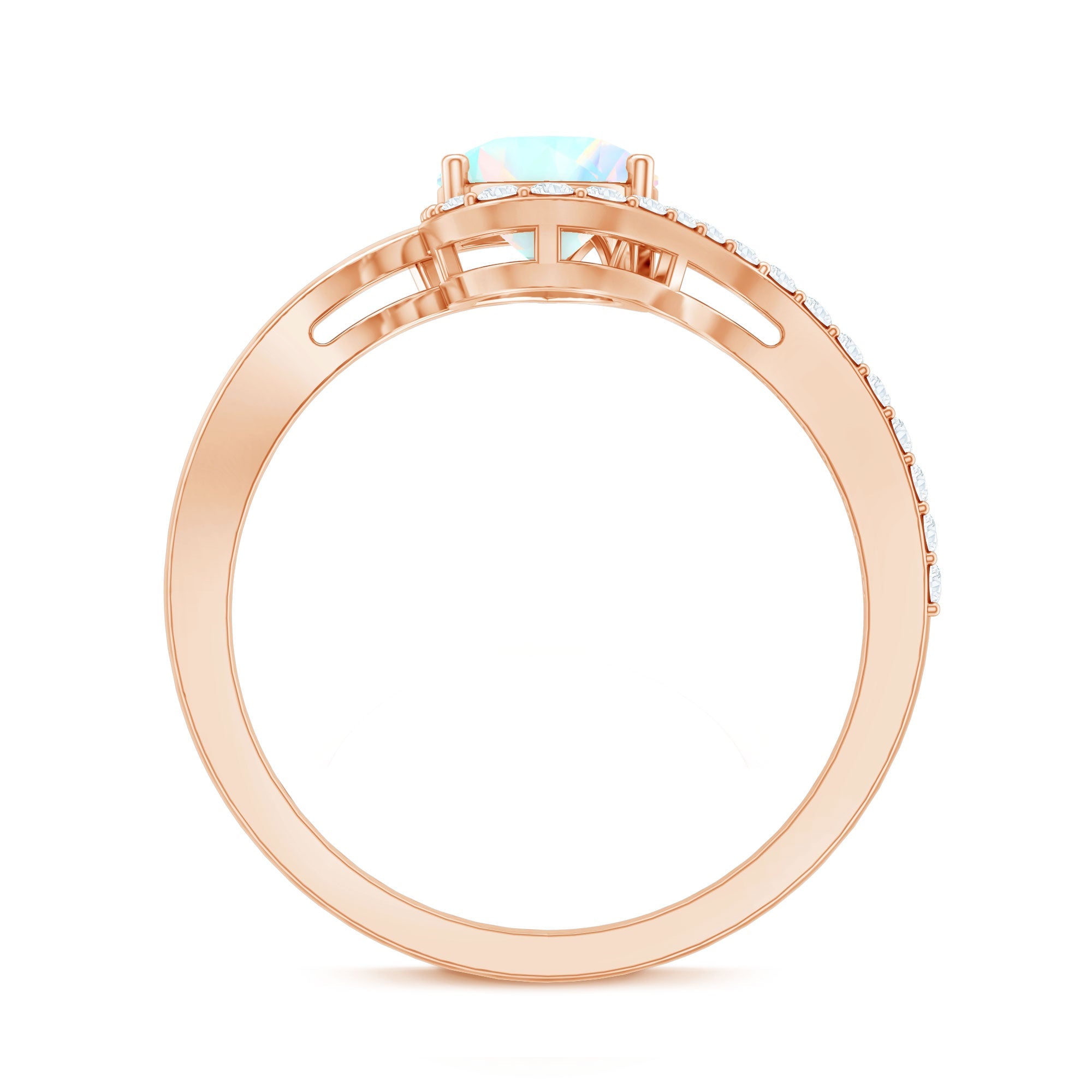 0.7 Carat Pear Cut Ethiopian Opal Engagement Ring with Diamond