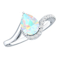 0.7 Carat Pear Cut Ethiopian Opal Engagement Ring with Diamond