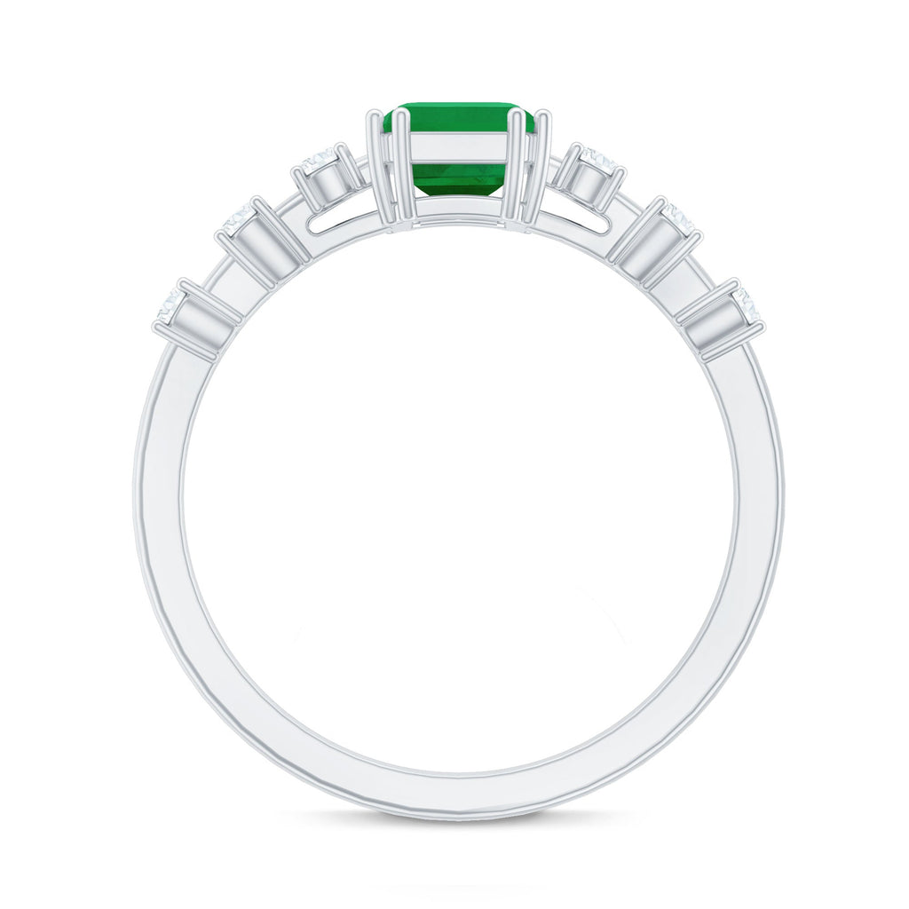 Natural Emerald Diamond Emerald Cut Engagement Ring