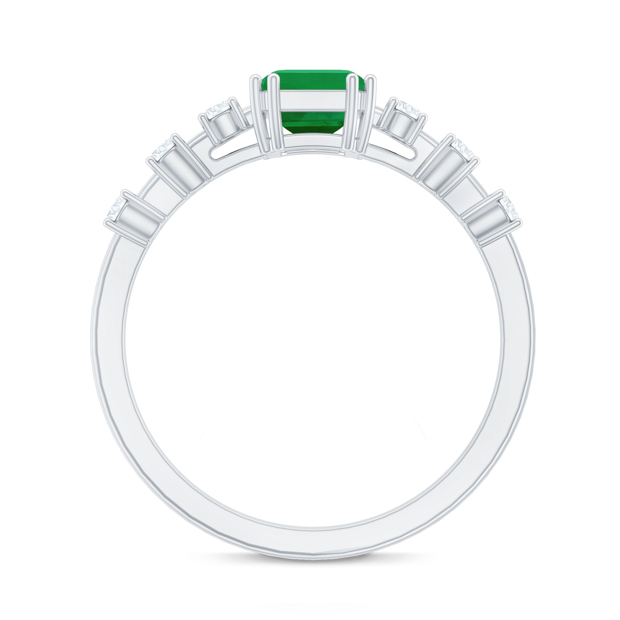 Natural Emerald Diamond Emerald Cut Engagement Ring