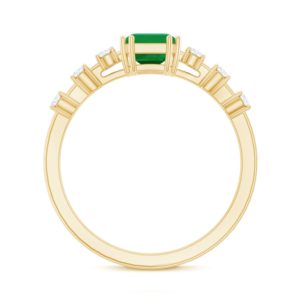 Natural Emerald Diamond Emerald Cut Engagement Ring