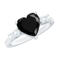 2.4 Carat Lab Grown Black Diamond Heart Engagement Ring with White Diamond