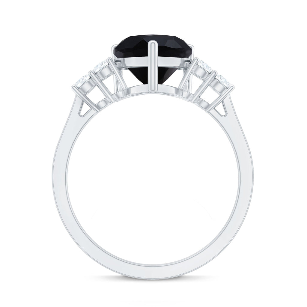 2.4 Carat Lab Grown Black Diamond Heart Engagement Ring with White Diamond