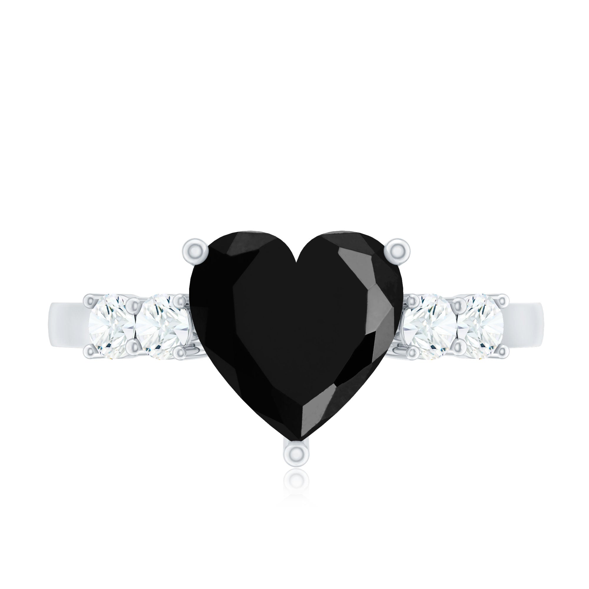 2.4 Carat Lab Grown Black Diamond Heart Engagement Ring with White Diamond