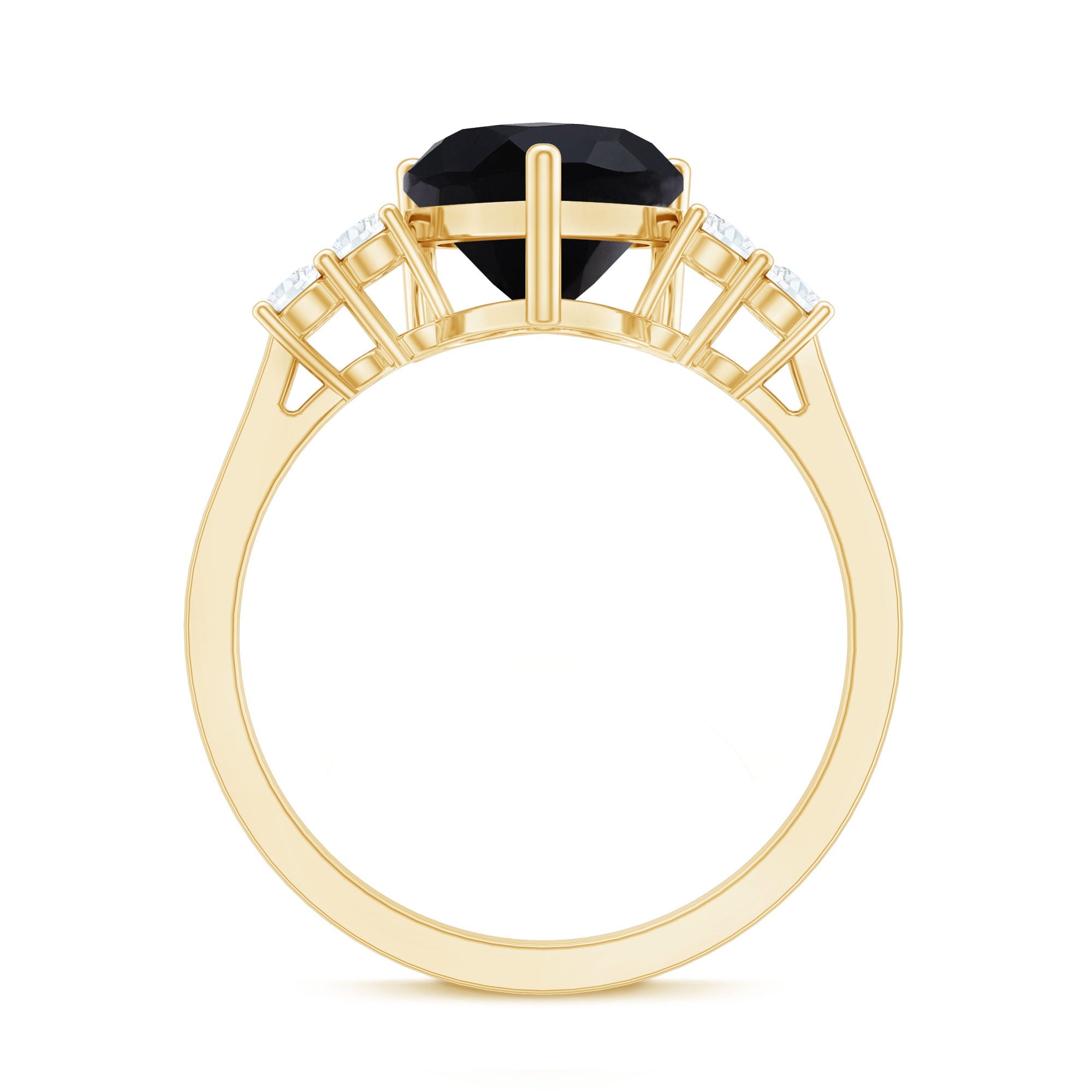2.4 Carat Lab Grown Black Diamond Heart Engagement Ring with White Diamond