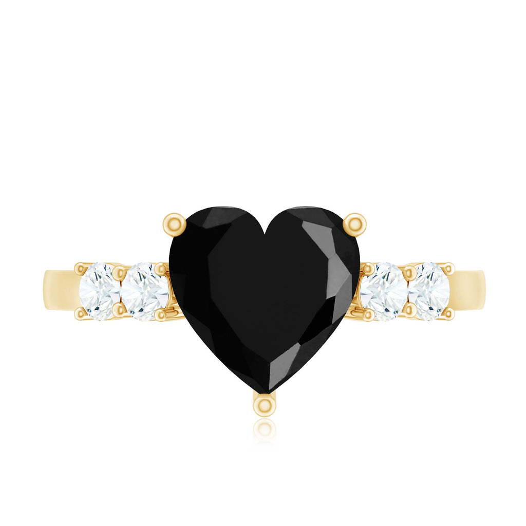 2.4 Carat Lab Grown Black Diamond Heart Engagement Ring with White Diamond