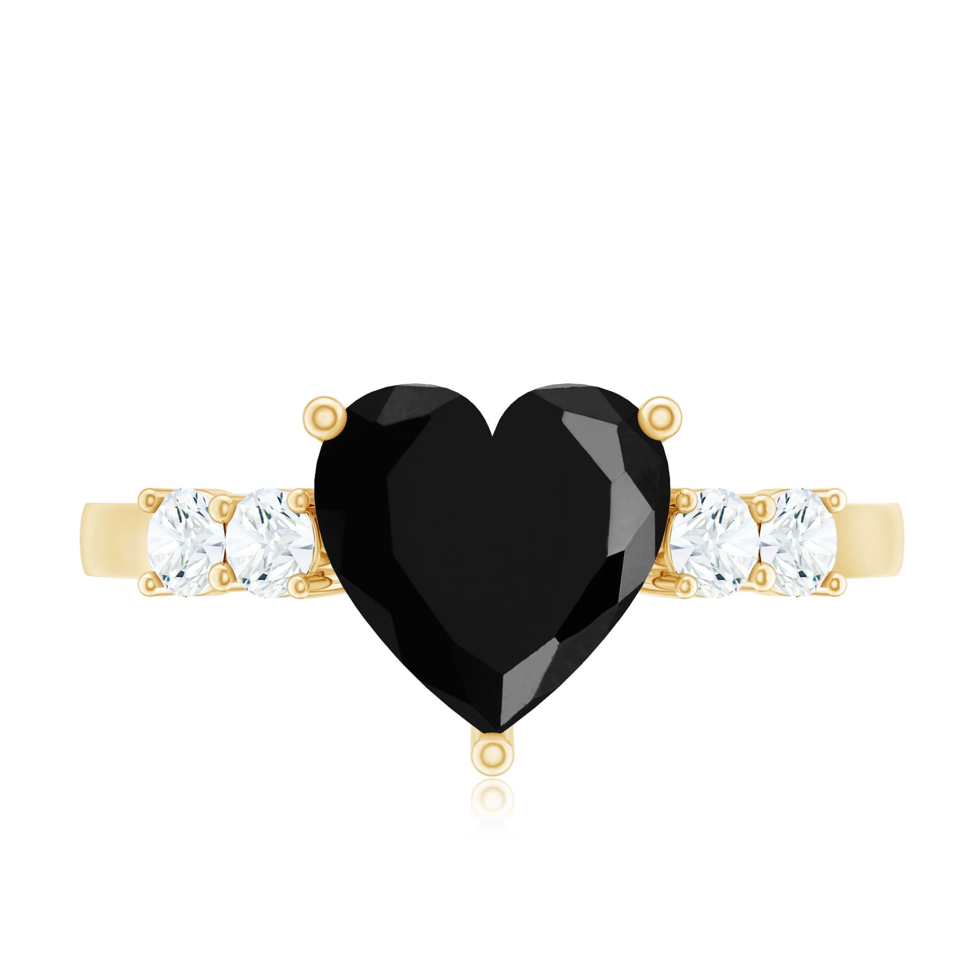 2.4 Carat Lab Grown Black Diamond Heart Engagement Ring with White Diamond