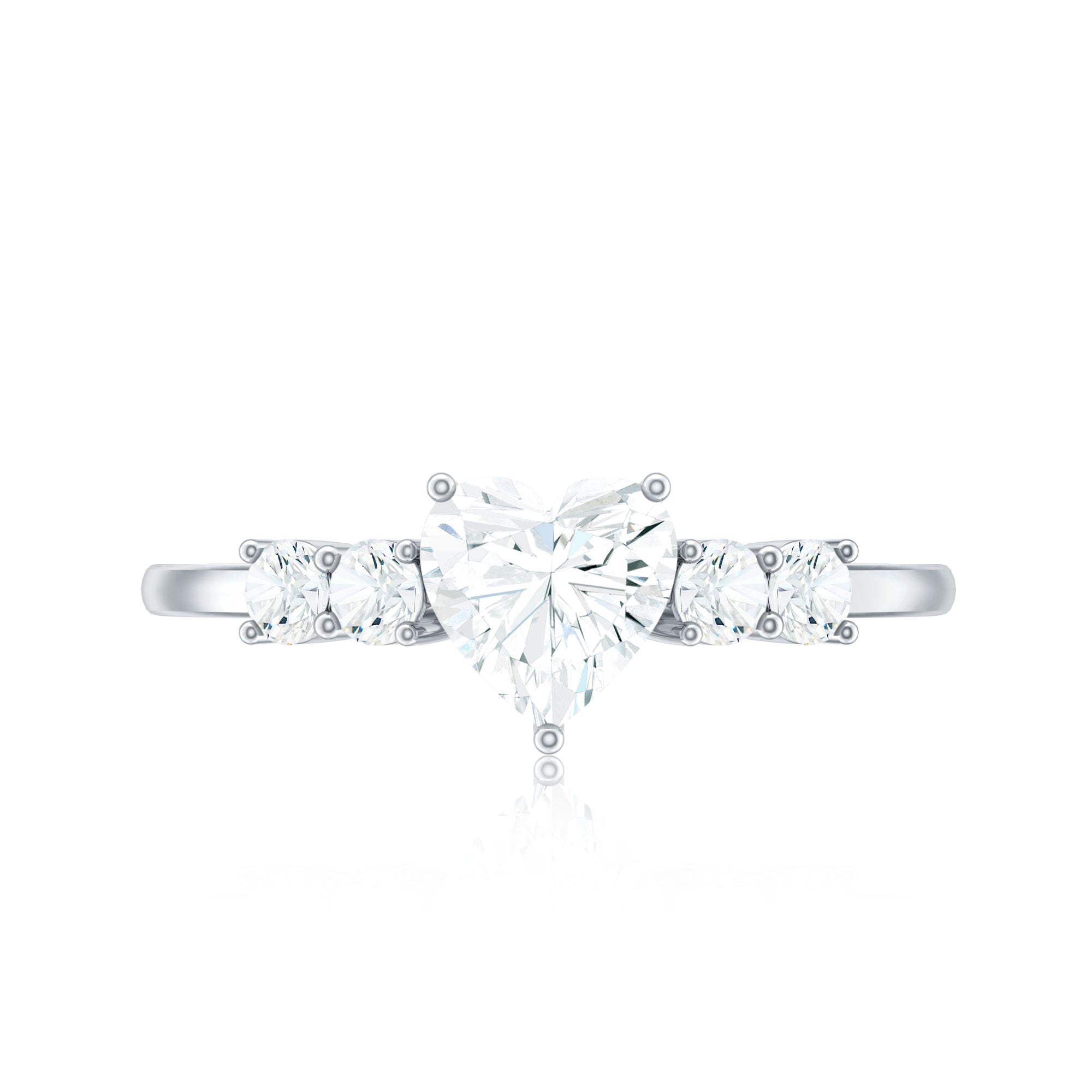 Certified Brilliant Cut Moissanite Heart Promise Ring for Her